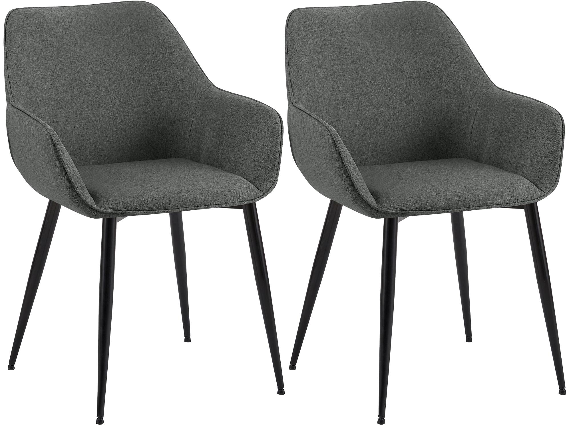 2er Set Esszimmerstuhl Vessa Stoff, dunkelgrau