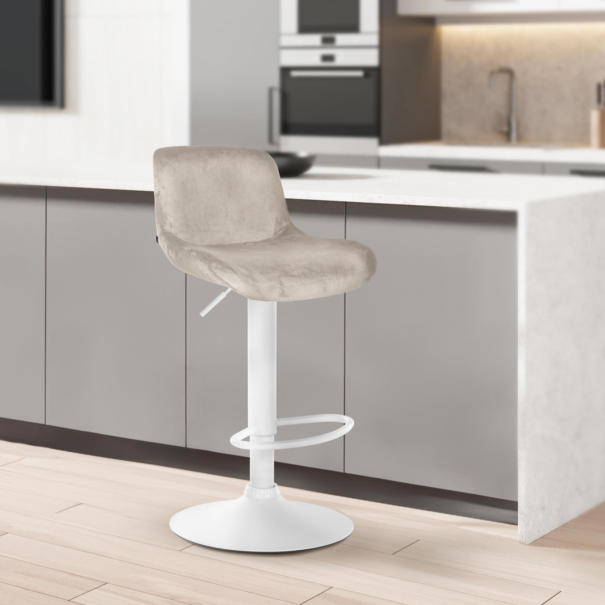 Barhocker Solon Weiß Samt, creme