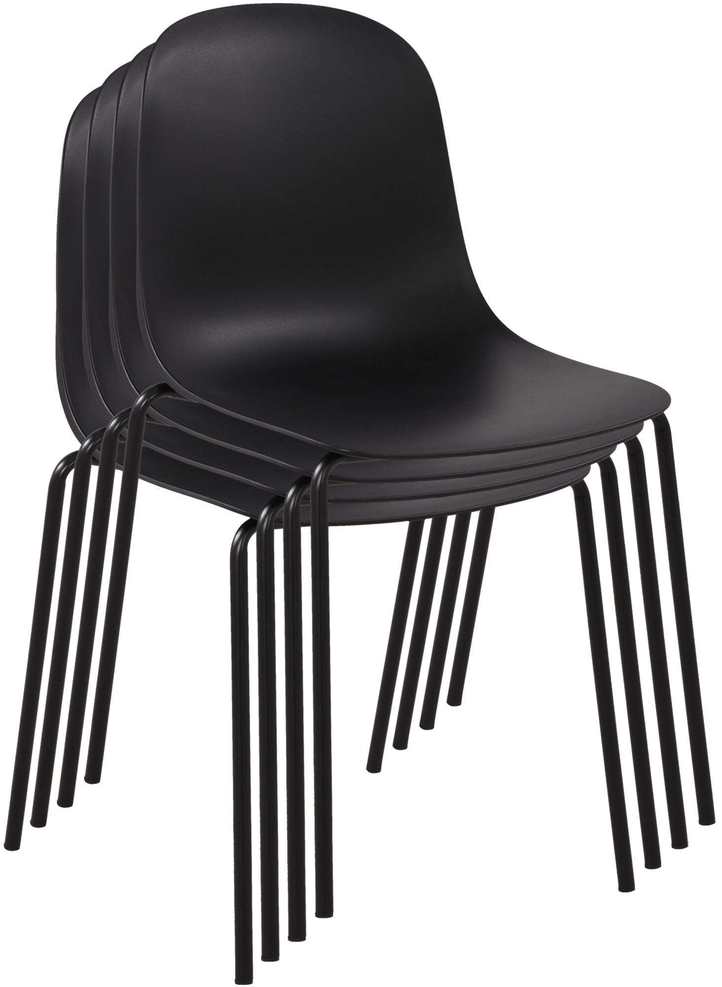 Gartenmöbel-Set Zeron mit 4 Stühlen, schwarz