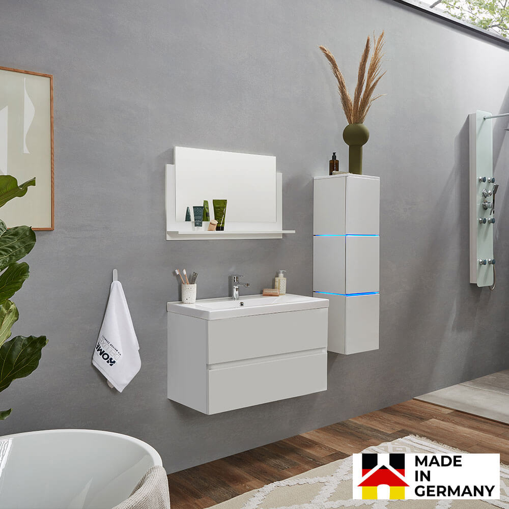 Badmöbel Komplettset WANGEROOGE BIG DELUXE L - Weiß Made in Germany