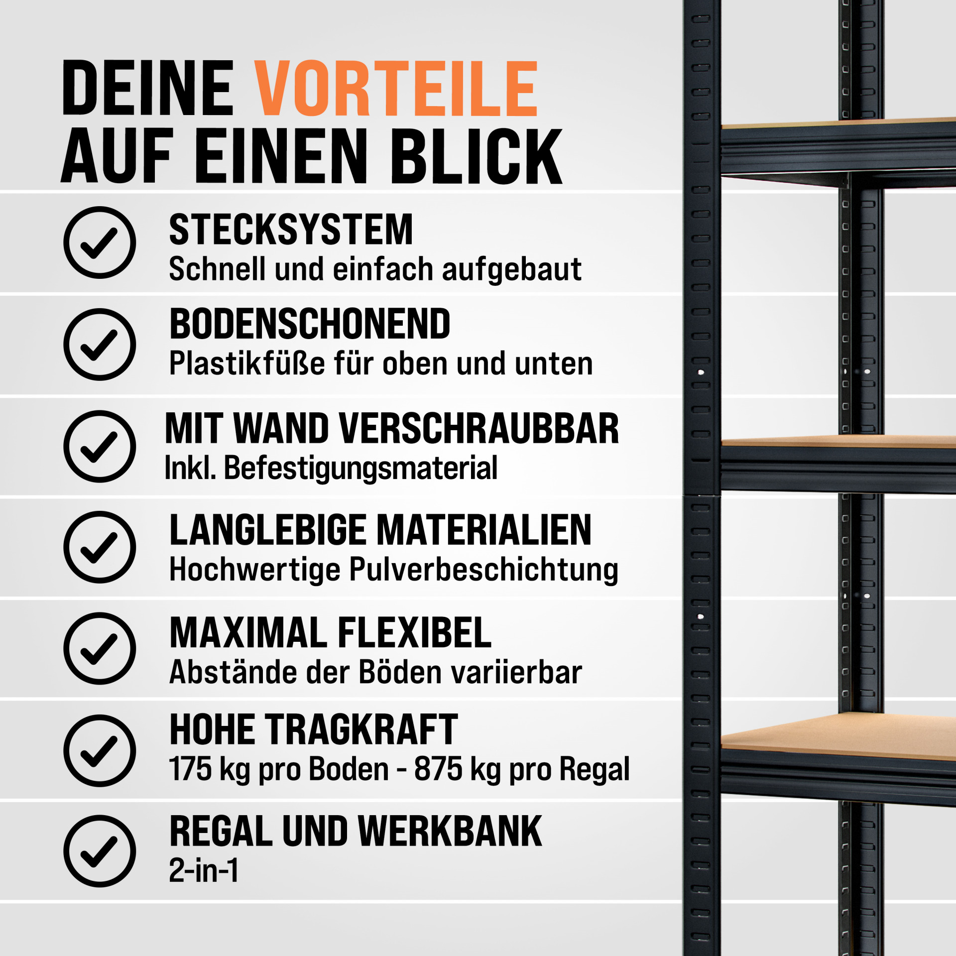 Schwerlastregal 2er-Set Schwarz 180x90x40cm pulverbeschichtet je 875kg