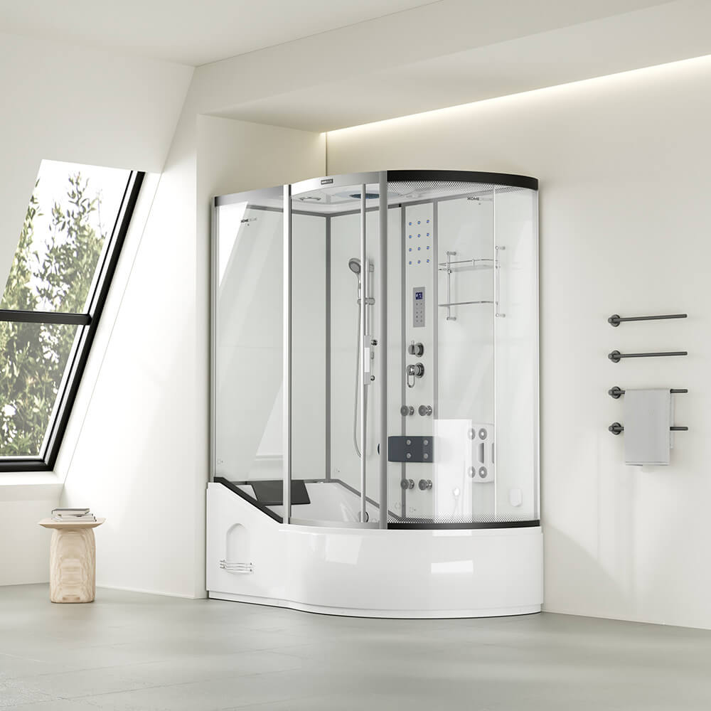 Dampfdusche mit Whirlpool ALLIN 4IN1 - 170 x 90 Weiß Rechts