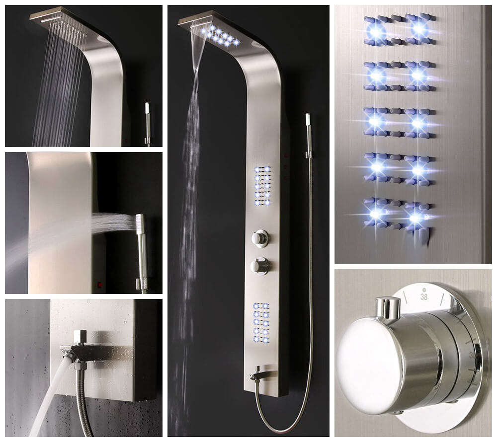 LED Duschpaneel mit Regendusche ORINOCO