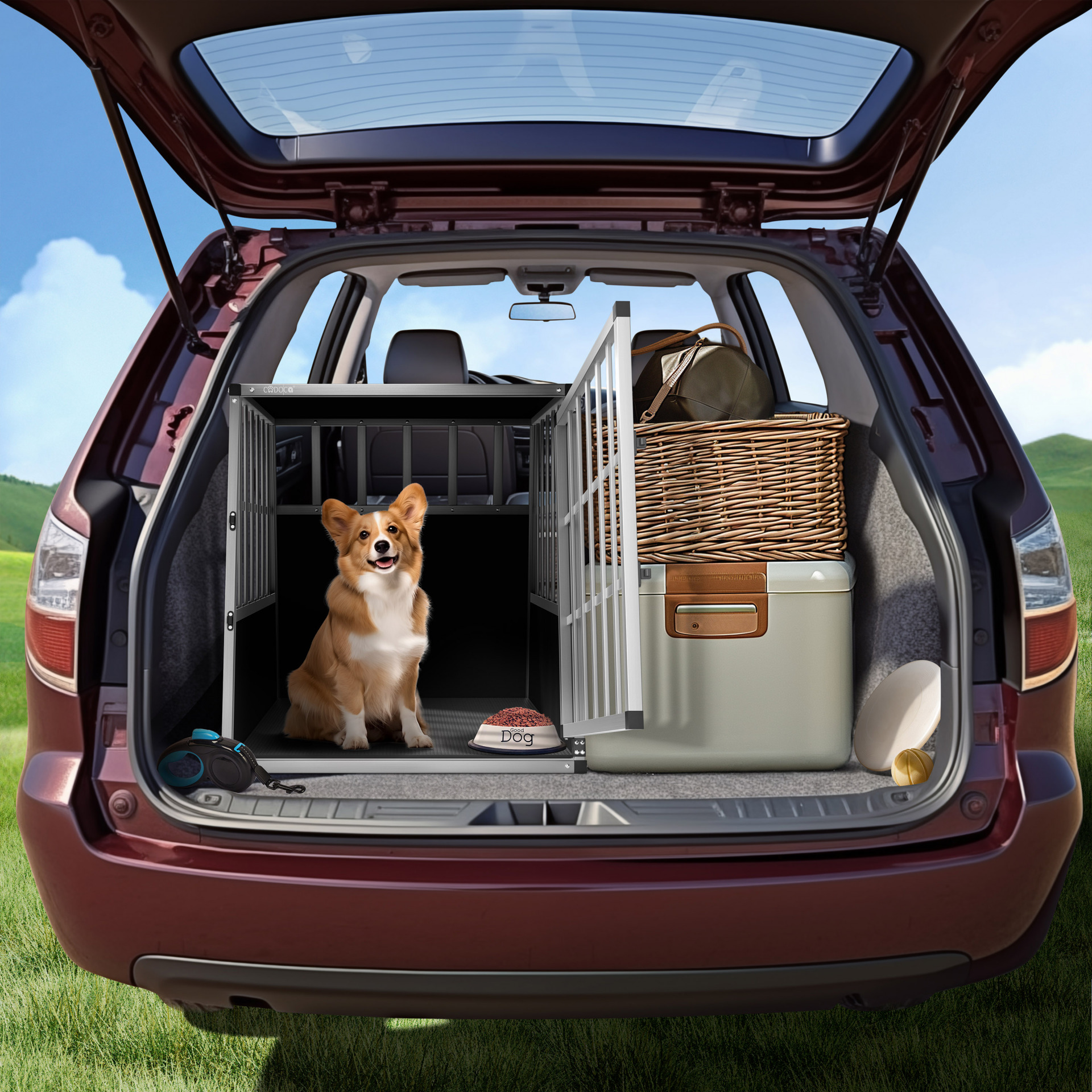 Hundetransportbox L Alu 90x66x72cm