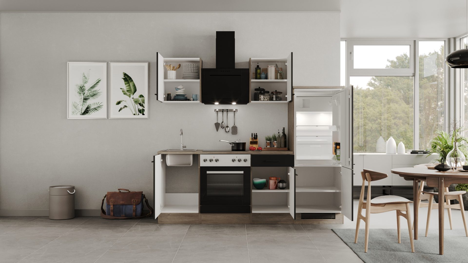 Küchenzeile Capri 220 cm mit E-Geräten