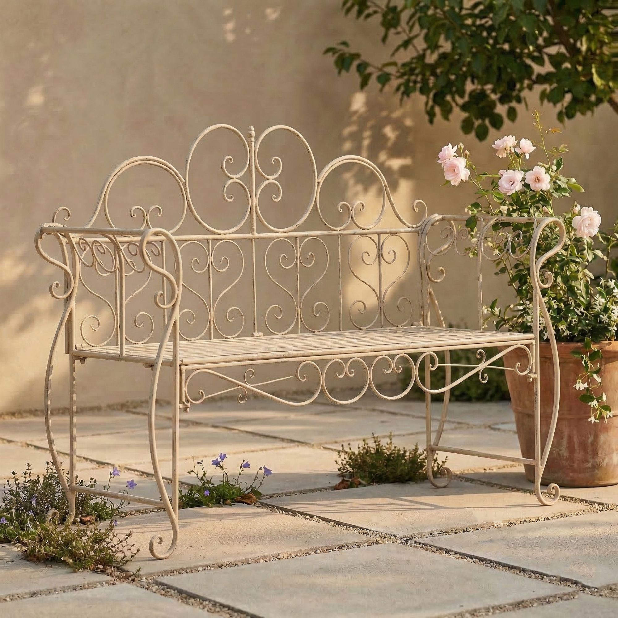 Gartenbank Minna, antik-creme