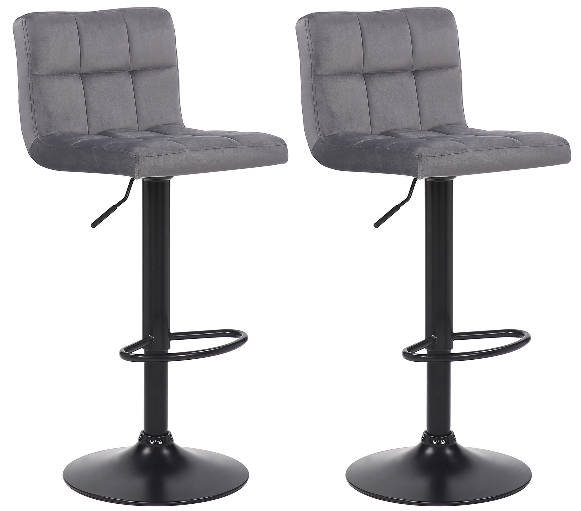 2er Set Barhocker Feni Samt, grau