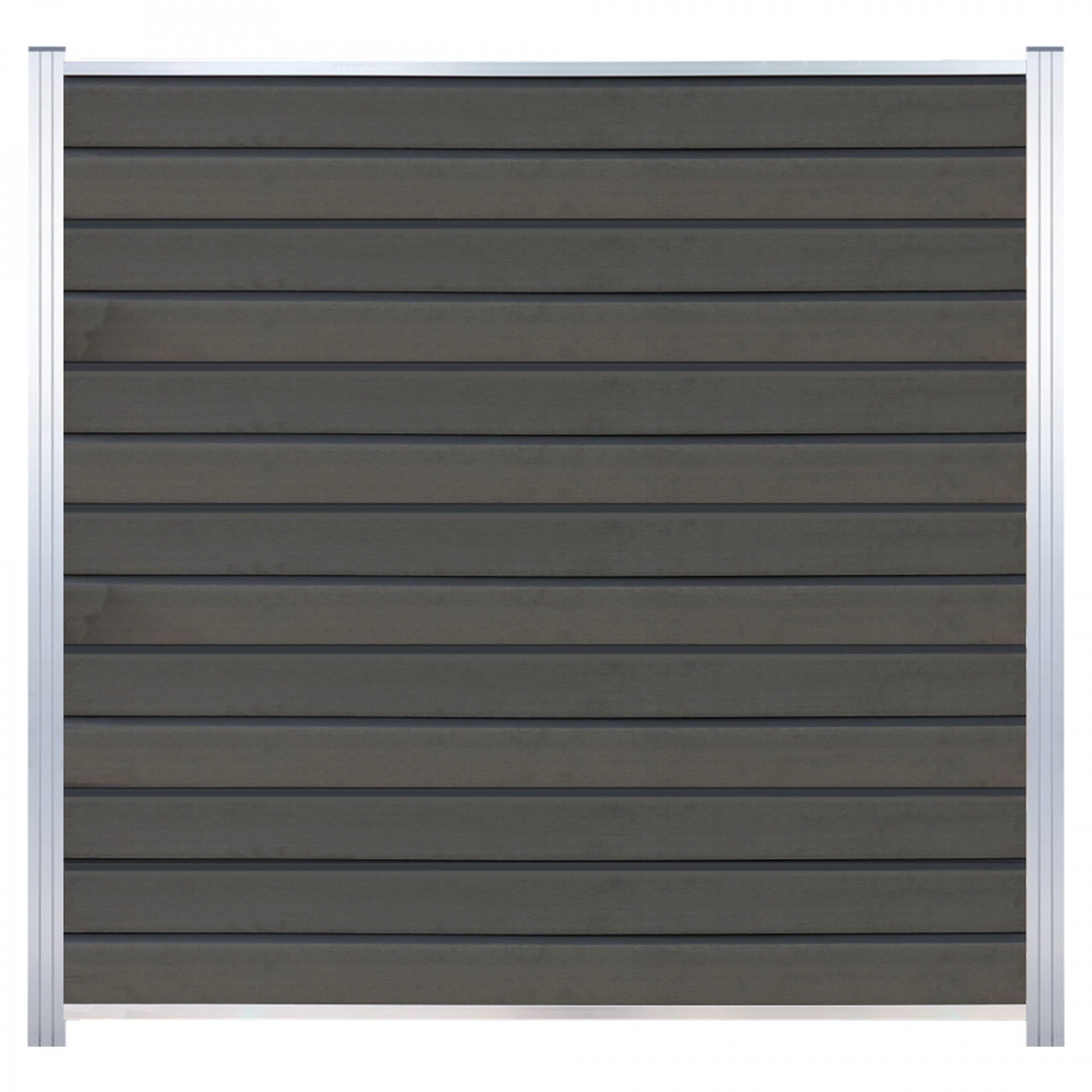 WOLLBACH-Serie, WPC-Steckzaun-Set, ca. 175 x 180 cm, GRAU, inkl. Start & Abschluss silber