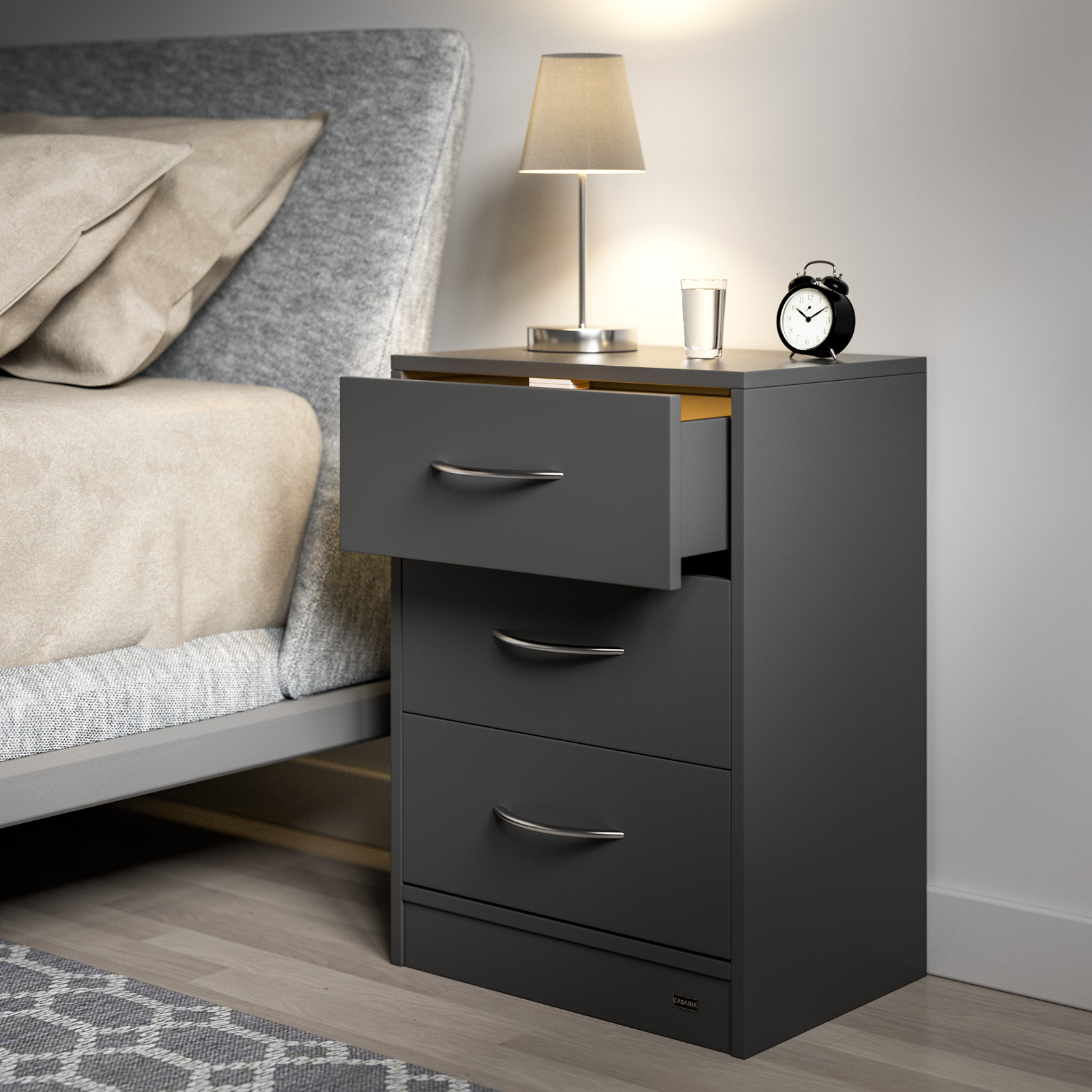 Nachttisch Eloise Anthrazit 54x39x28cm mit LED