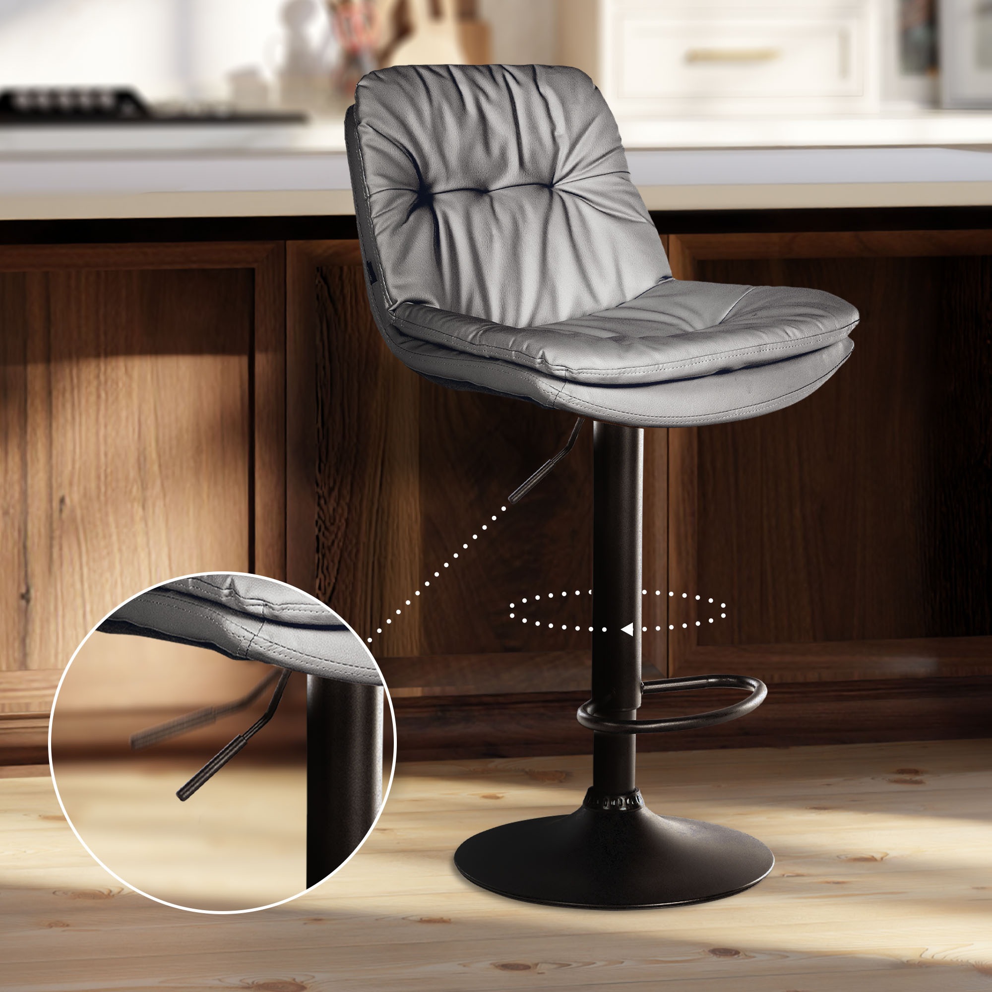 Barhocker Laurel Kunstleder schwarz, grau