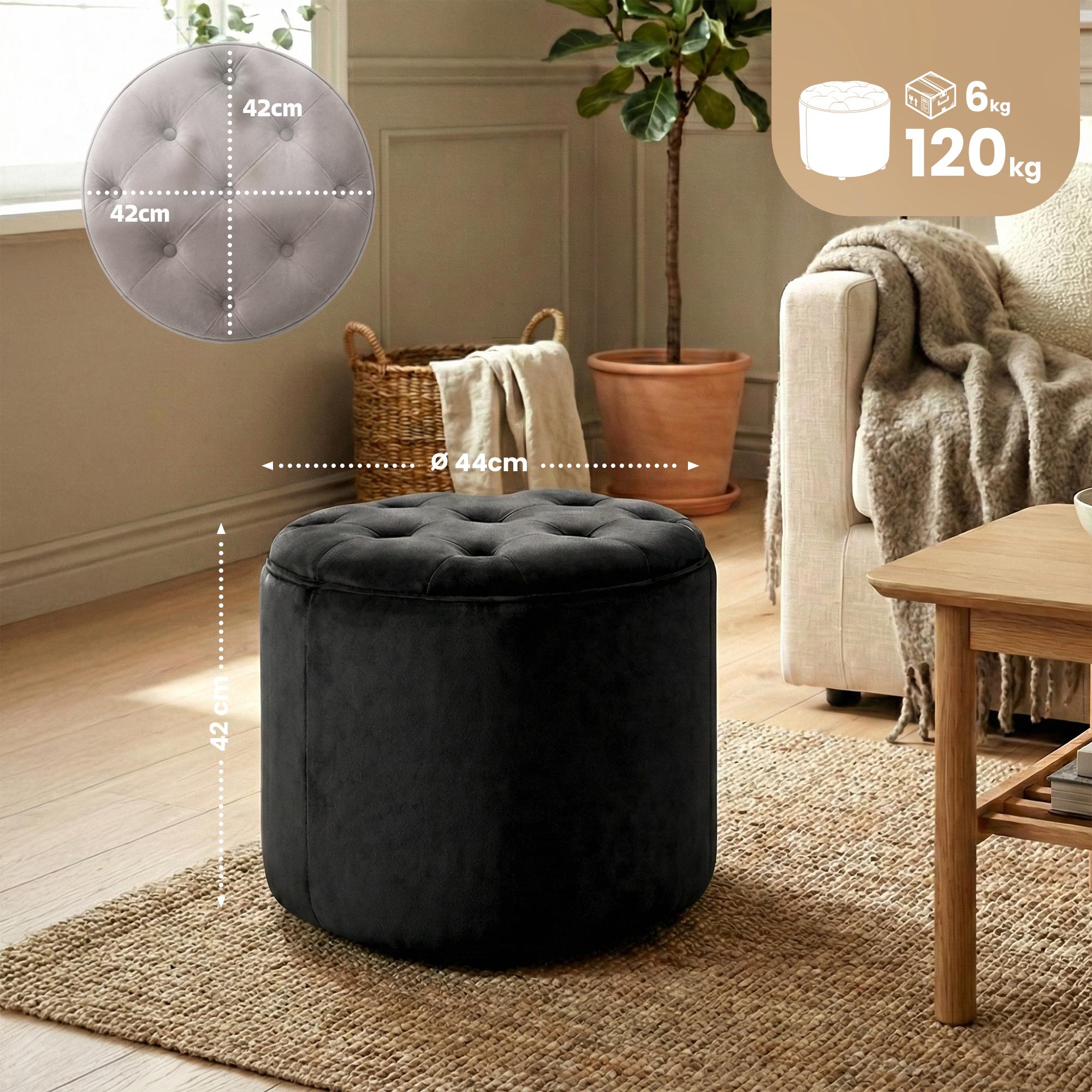 Sitzhocker Pantin Samt, schwarz