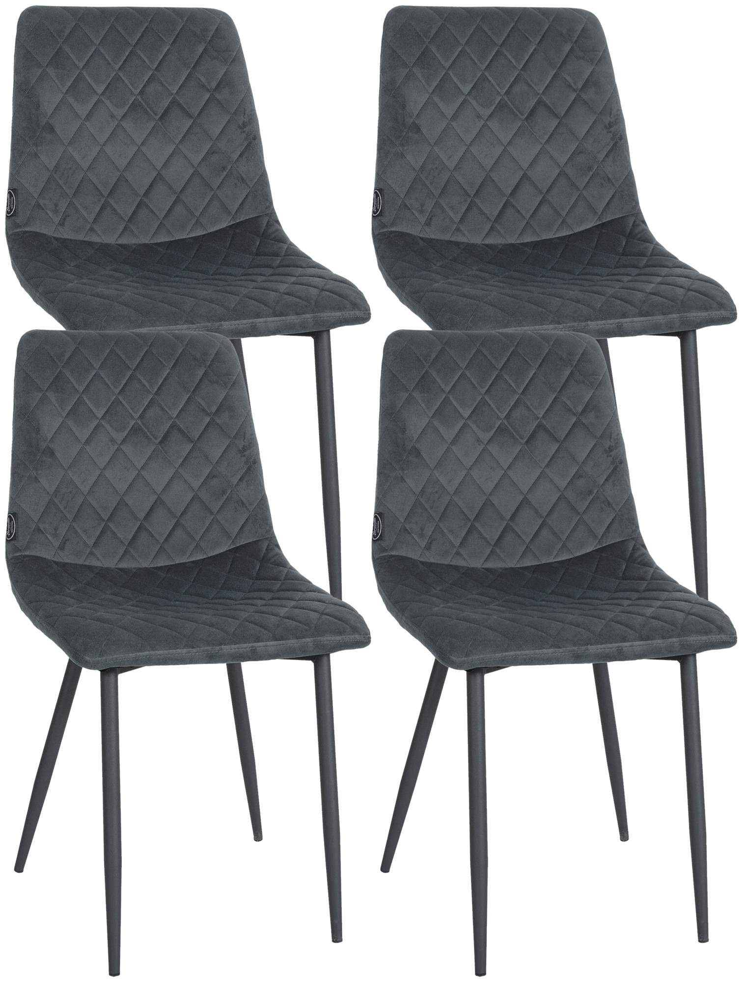 4er Set Stühle Telde Samt, dunkelgrau