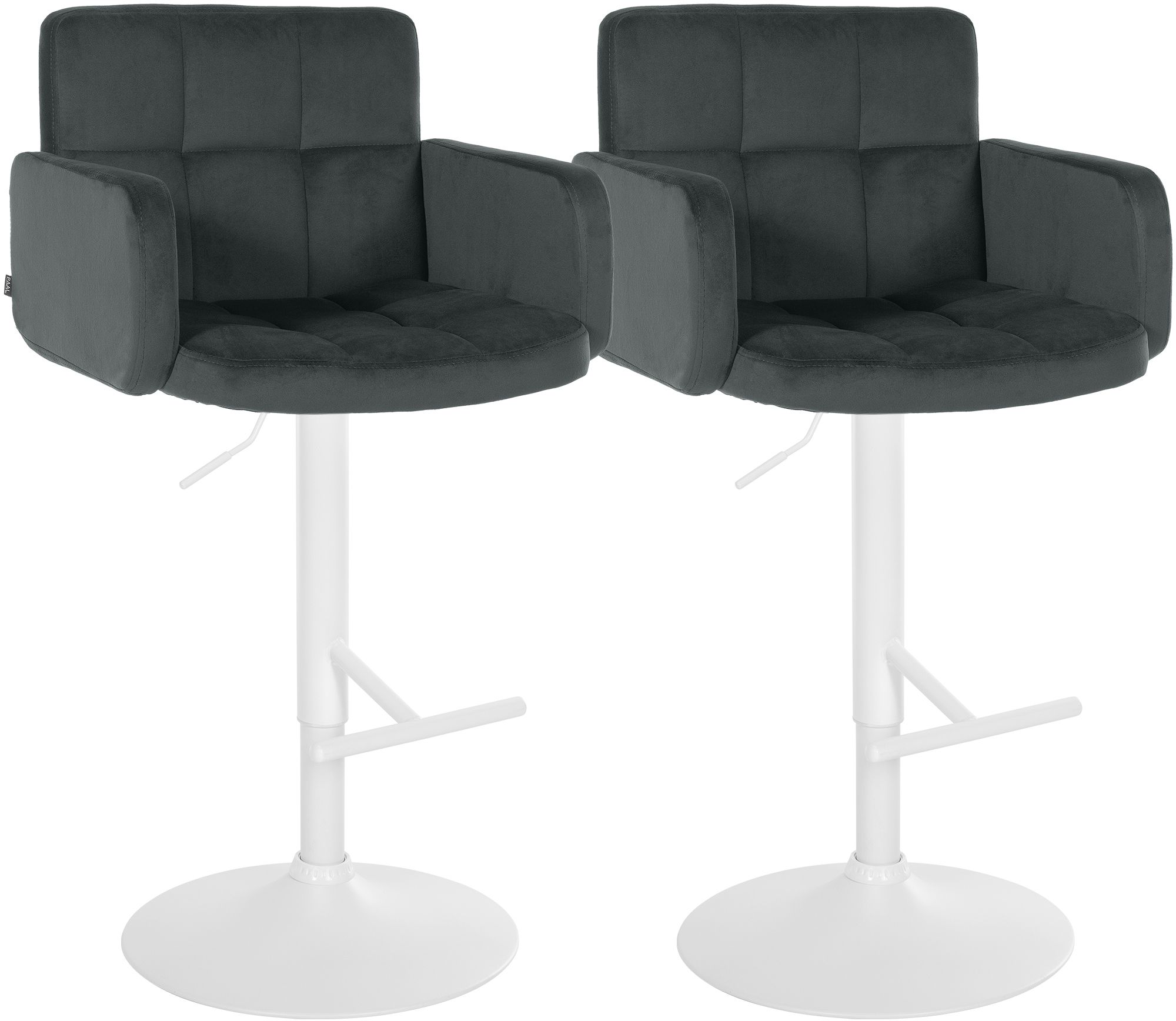2er Set Barhocker Los Angeles Samt weiß, dunkelgrau