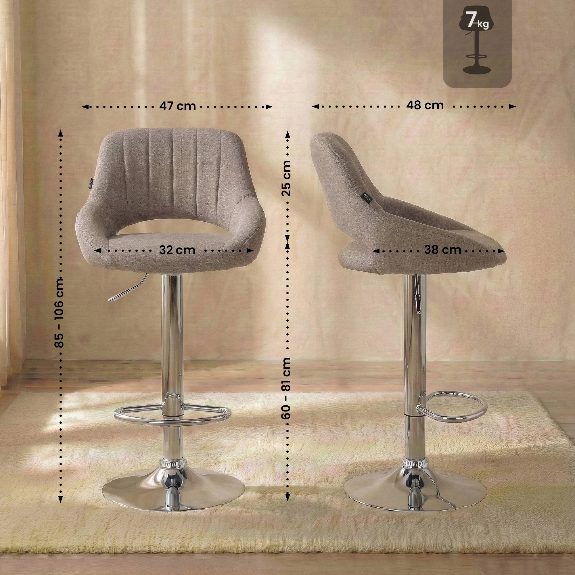 Barhocker Milet Stoff chrom, taupe