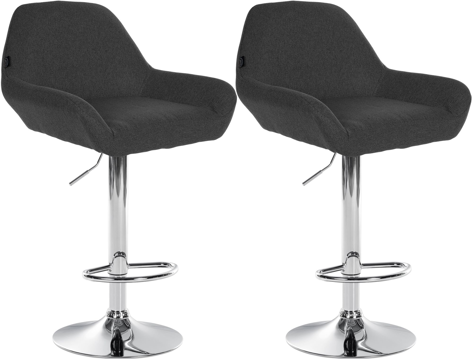 2er Set Barhocker Braga Stoff chrom, dunkelgrau