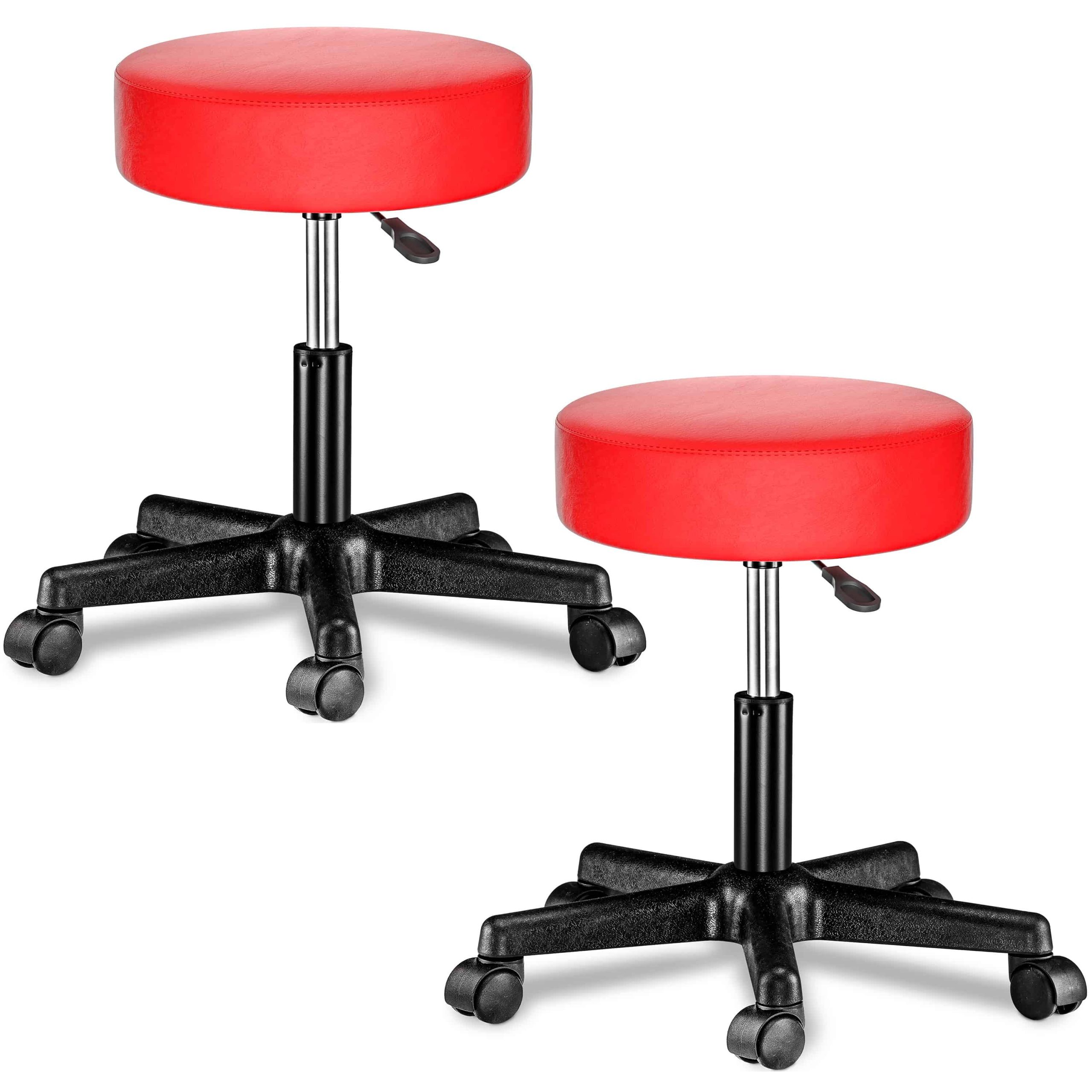 Rollhocker Kunstleder 2er-Set Rot 360° drehbar