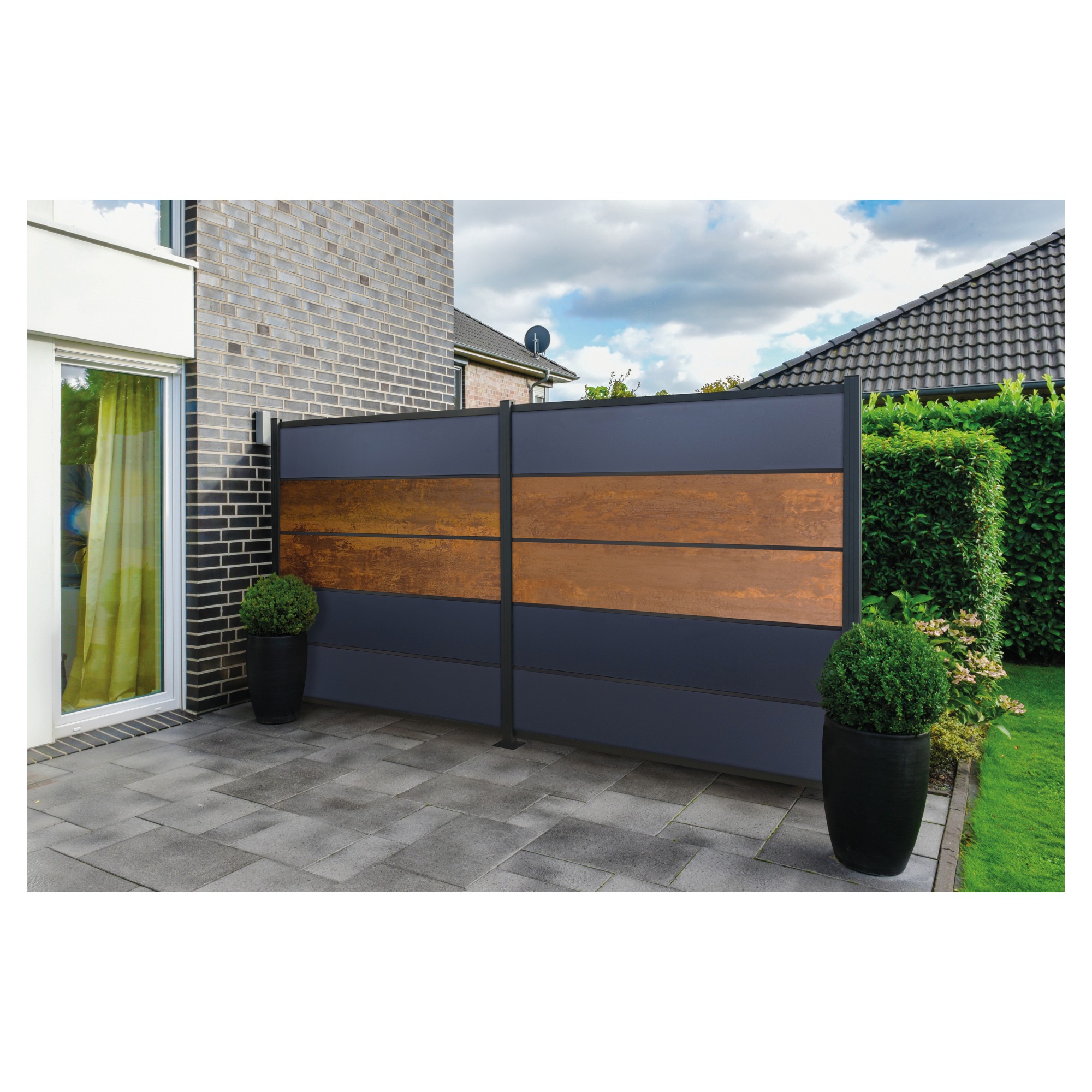 FARÖ-Serie HPL-Steckzaunsystem, Zaunlamelle ANTHRAZIT, 6 x 329 x 1792 mm