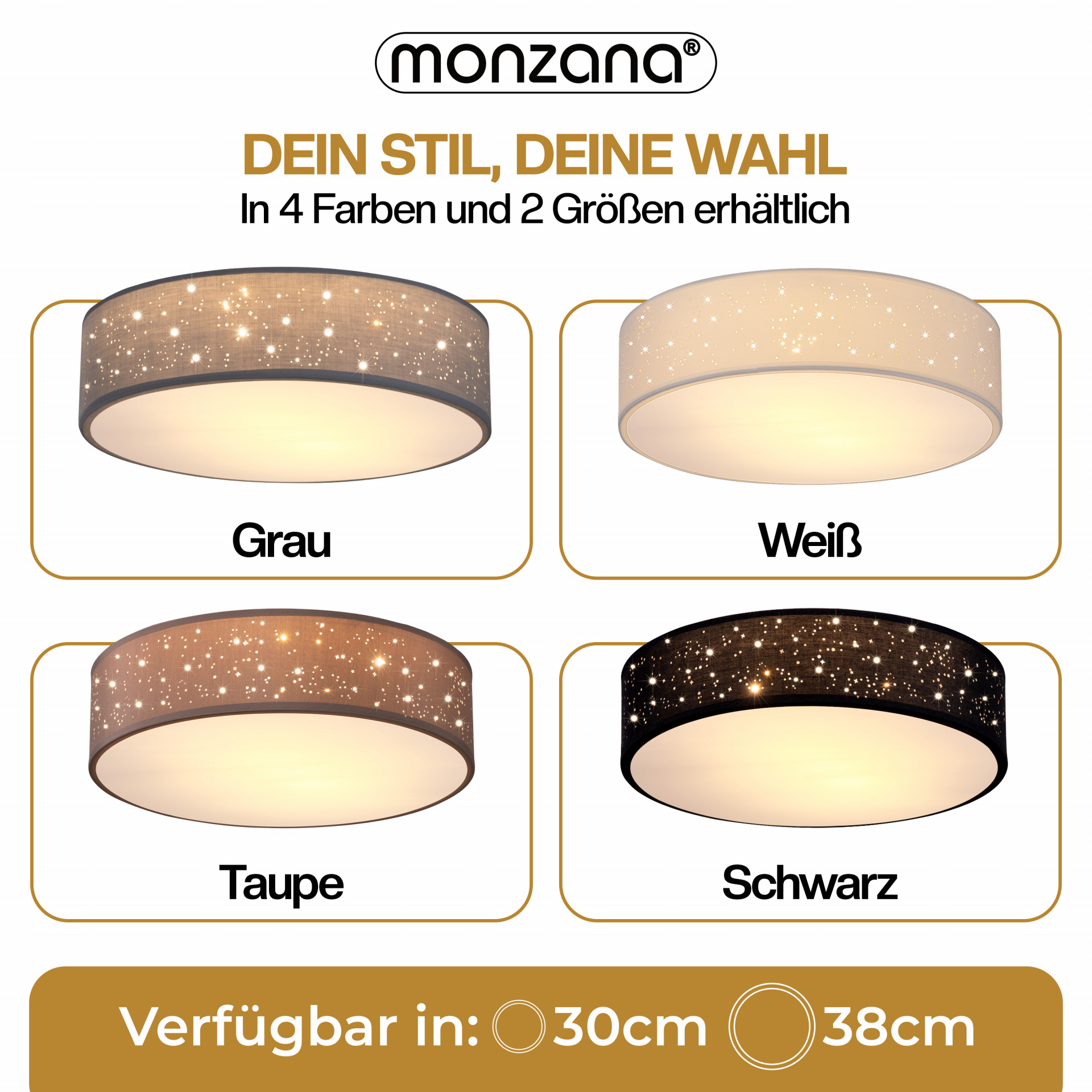 Deckenlampe Weiß Stoff Ø30cm Sternenhimmel