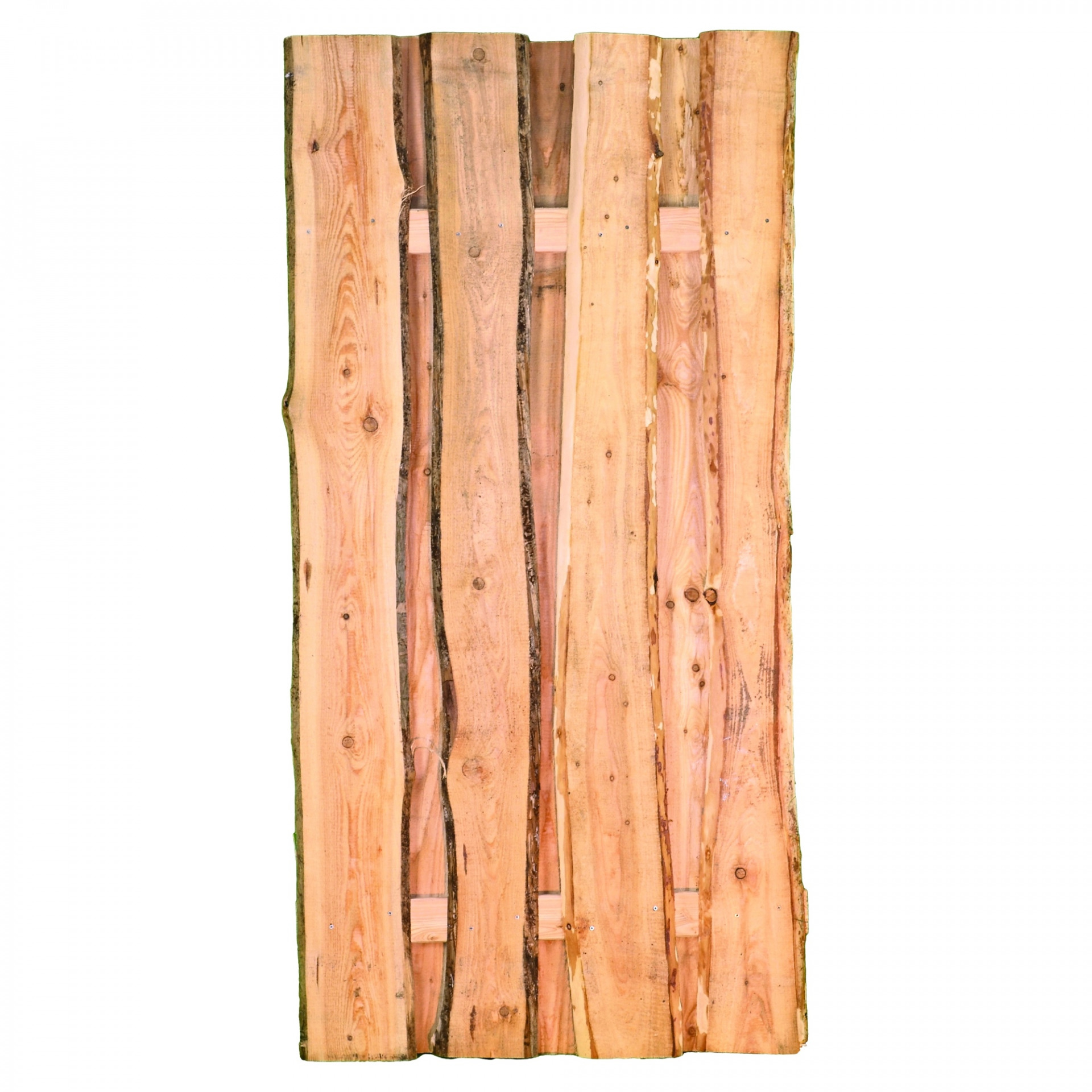 JÜTLAND-Serie Lärche, 90 x 180 cm, 90 x 180 cm, Riegel 30/80 mm, Bretter sägerau ca. 20mm mit Baumkante