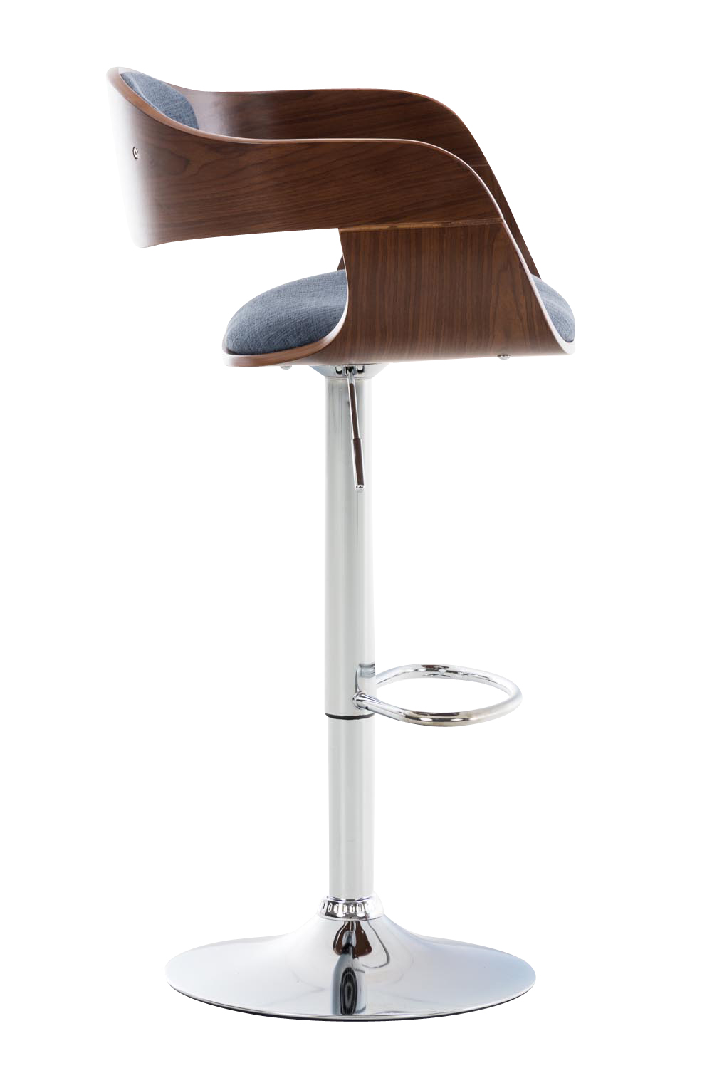 Barhocker Kingston C Stoff, walnuss/blau
