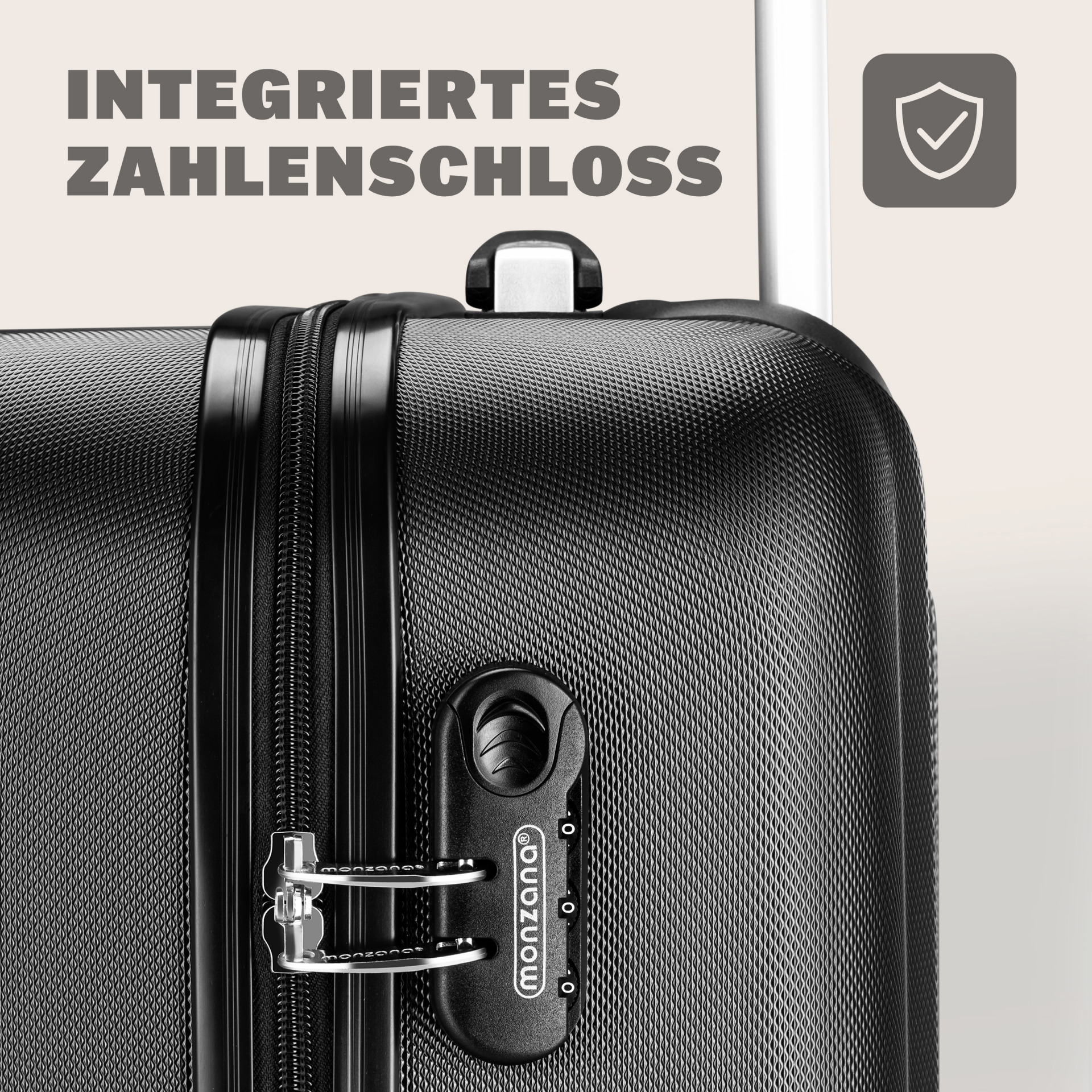Hartschalenkoffer L Rollen 360º Reisekoffer 62L Schwarz ABS