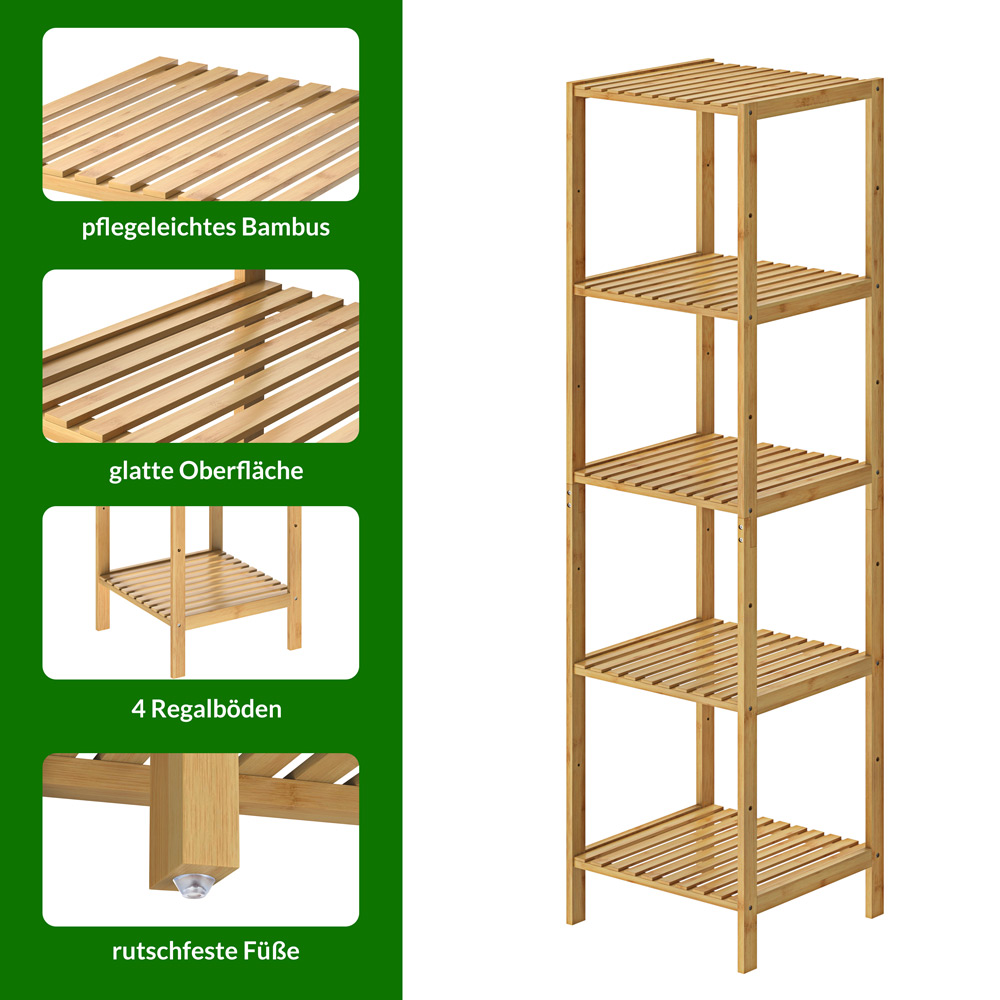 Standregal Bambus 140x33x33cm