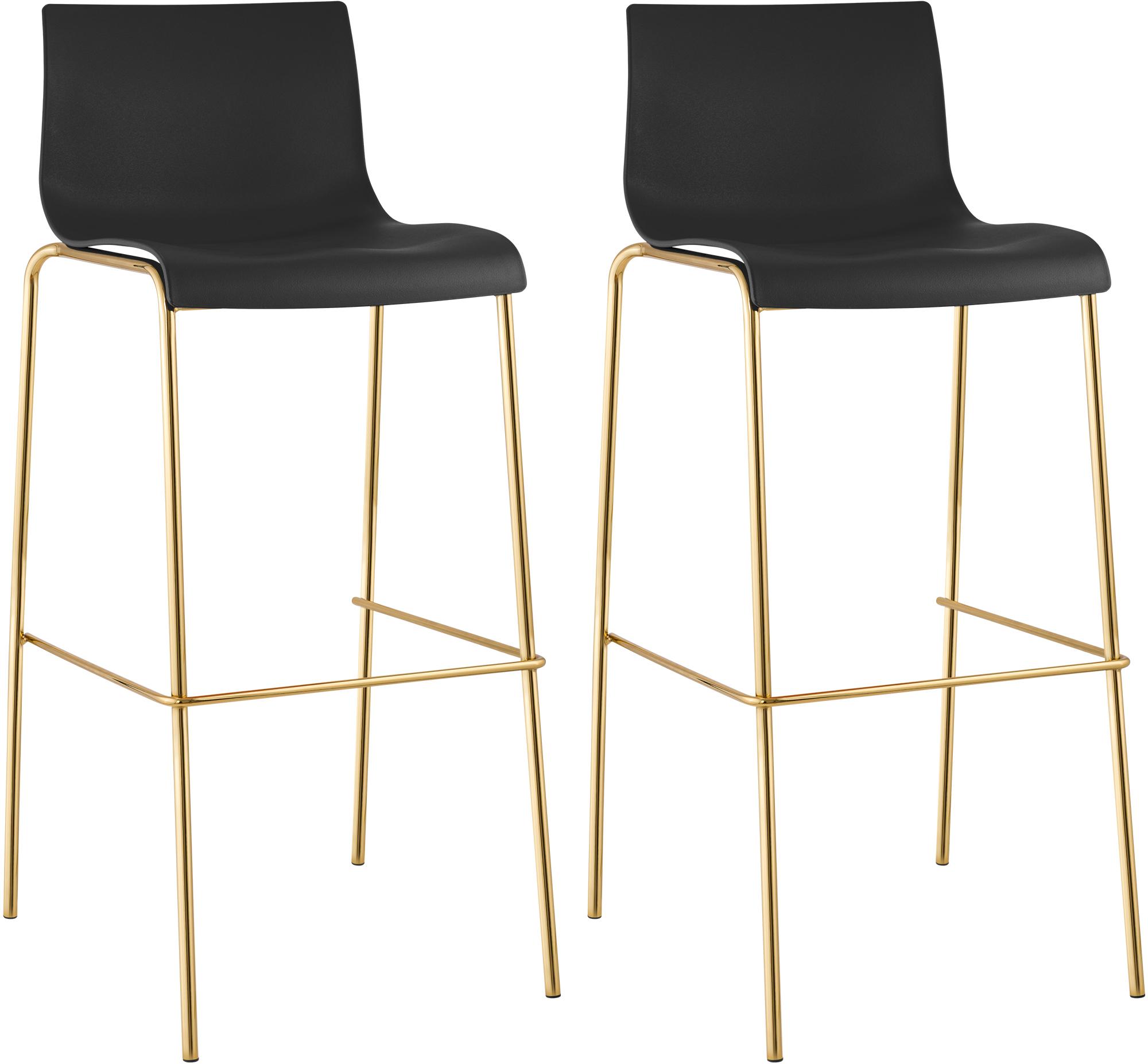 2er Set Barhocker Hoover Kunststoff 4-Fuß Gold, schwarz