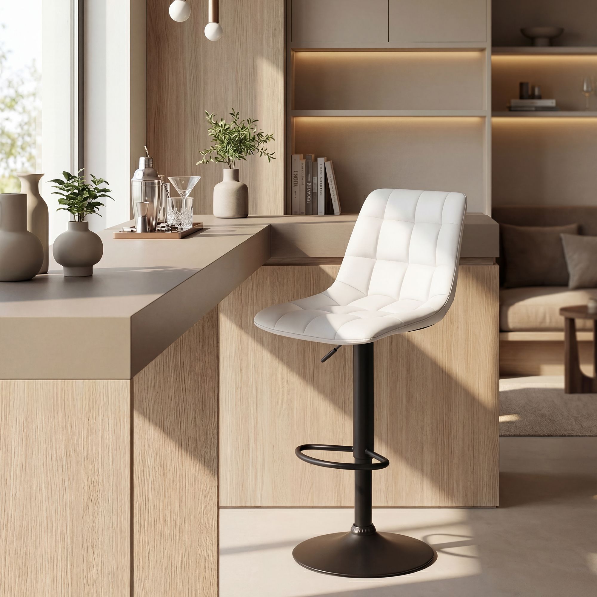 2er Set Barhocker Mapun Kunstleder, weiß