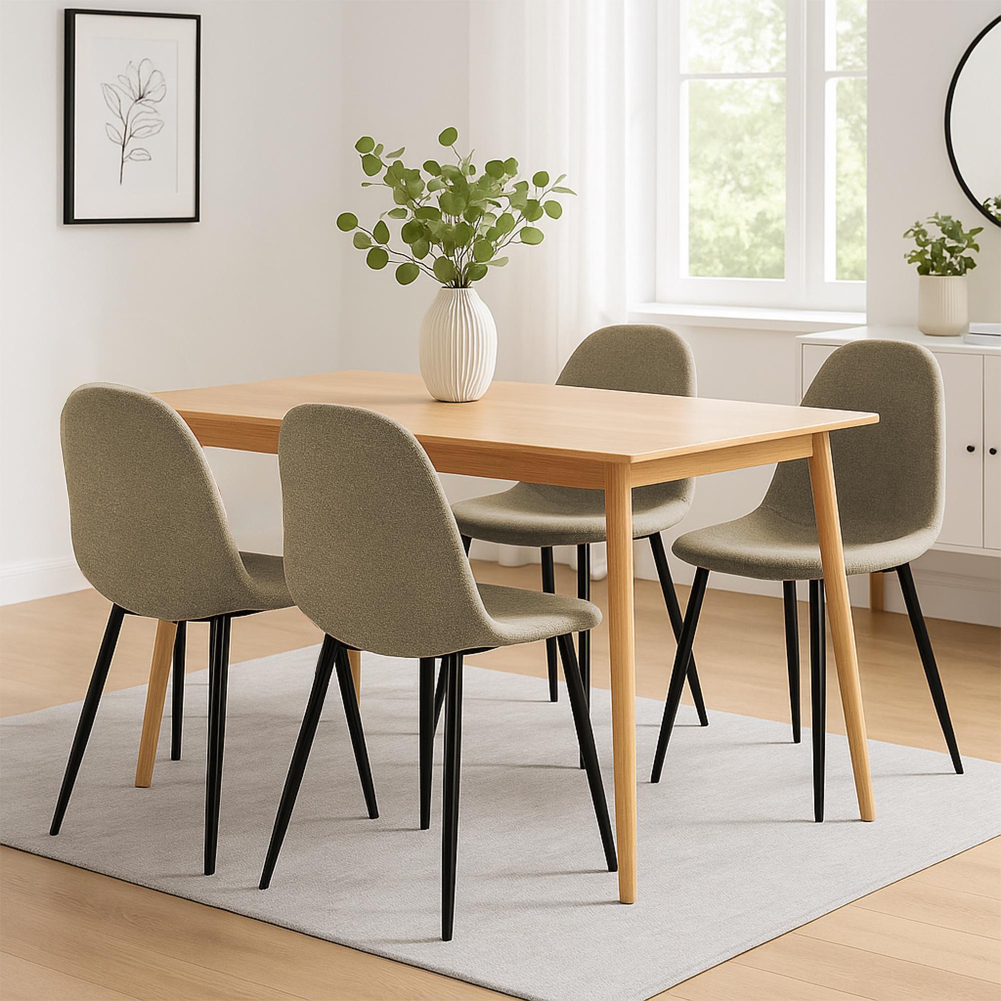 4er Set Esszimmerstühle Napier Stoff, taupe