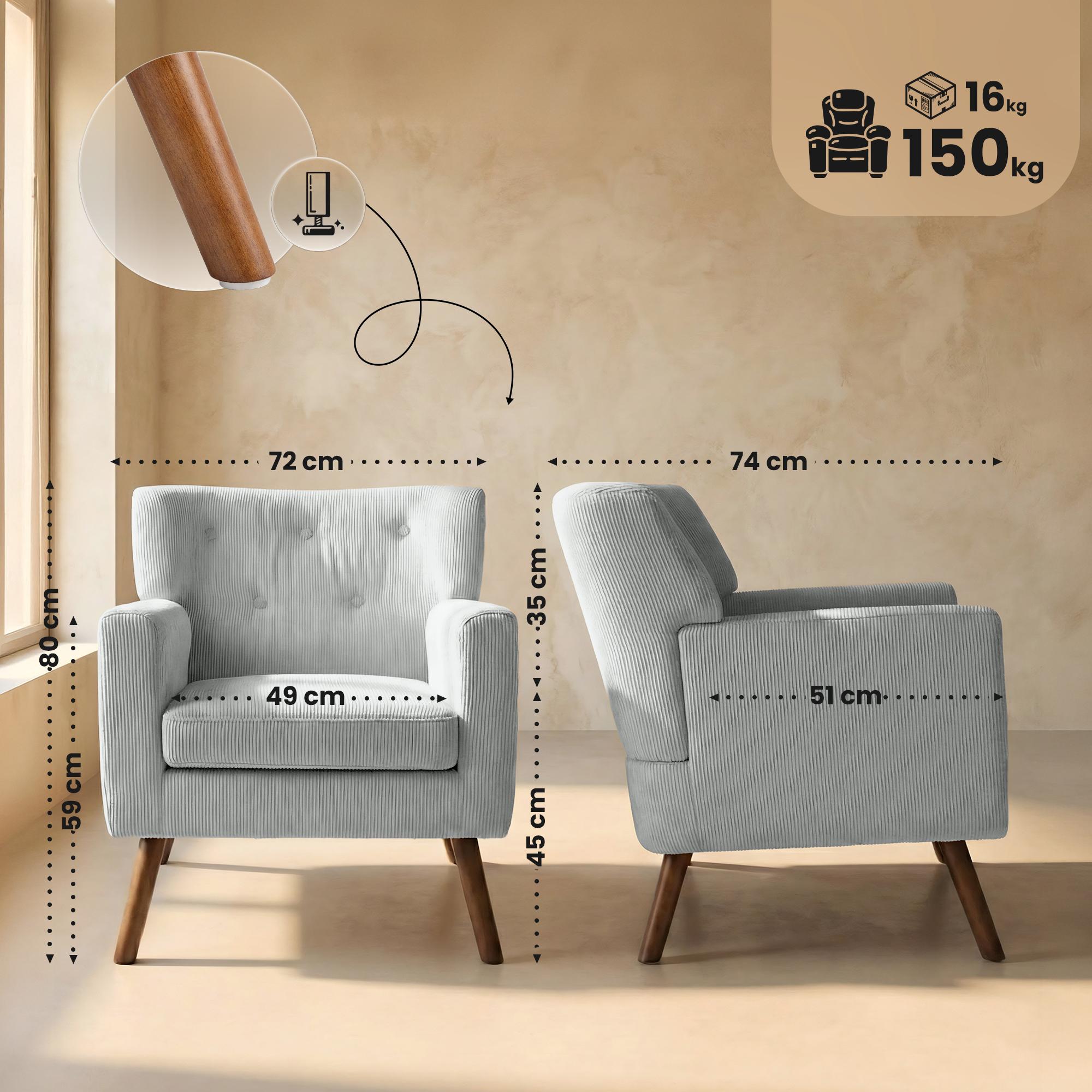 Sessel Kioni Cord, grau