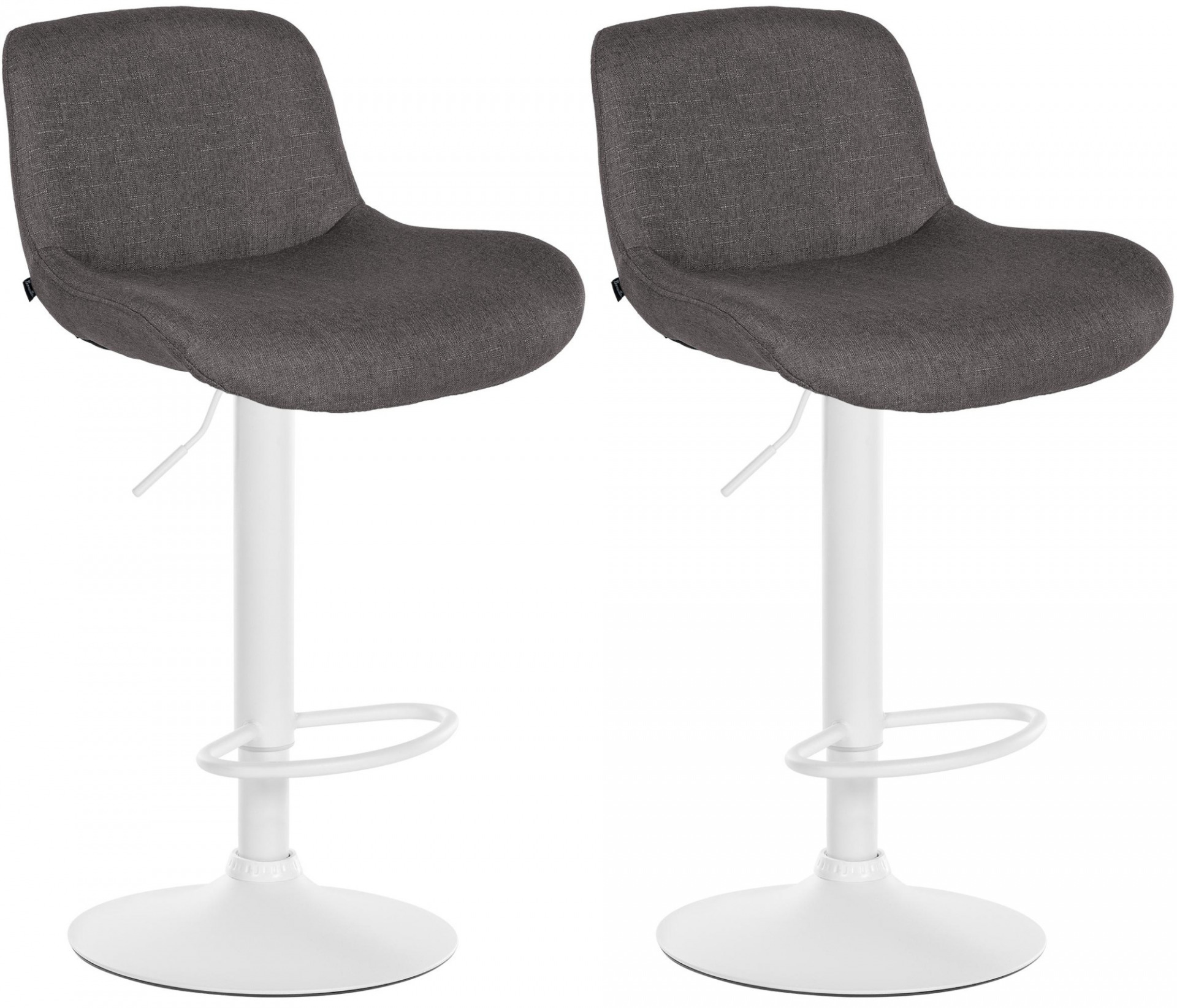 2er Set Barhocker Solon Weiß Stoff, dunkelgrau