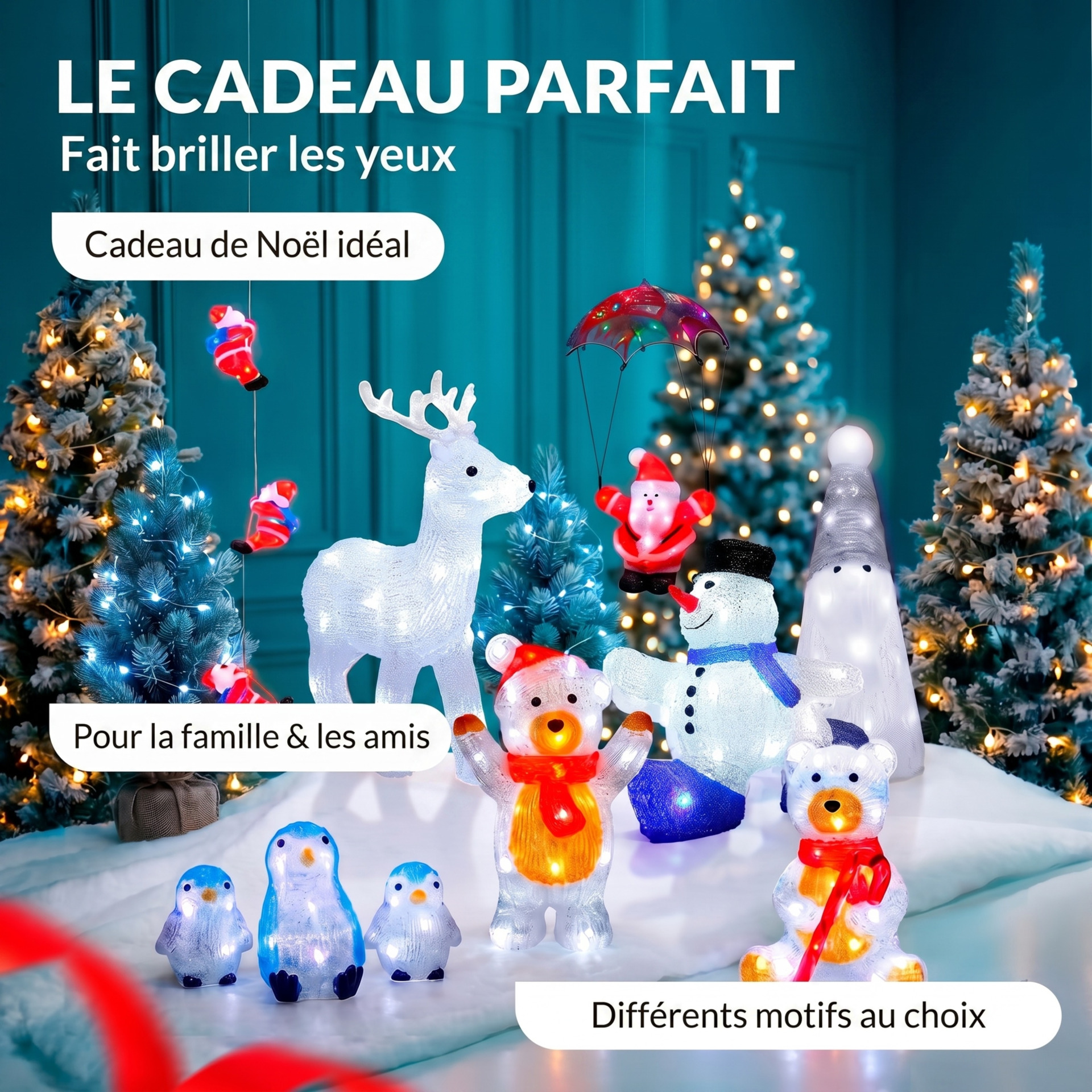 LED Acryl Figur Weihnachten Teddy sitzend