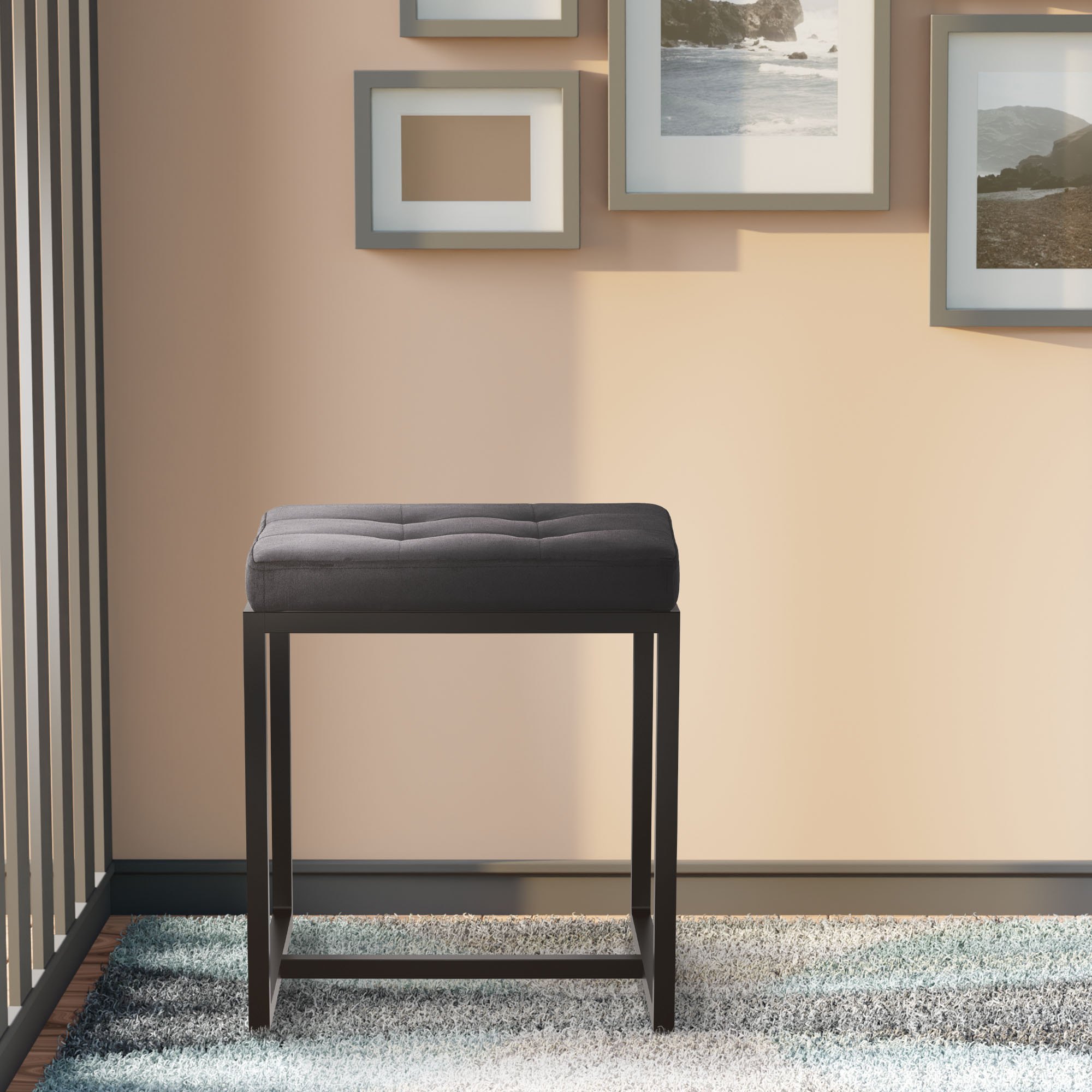 Sitzhocker Barci B Samt, schwarz