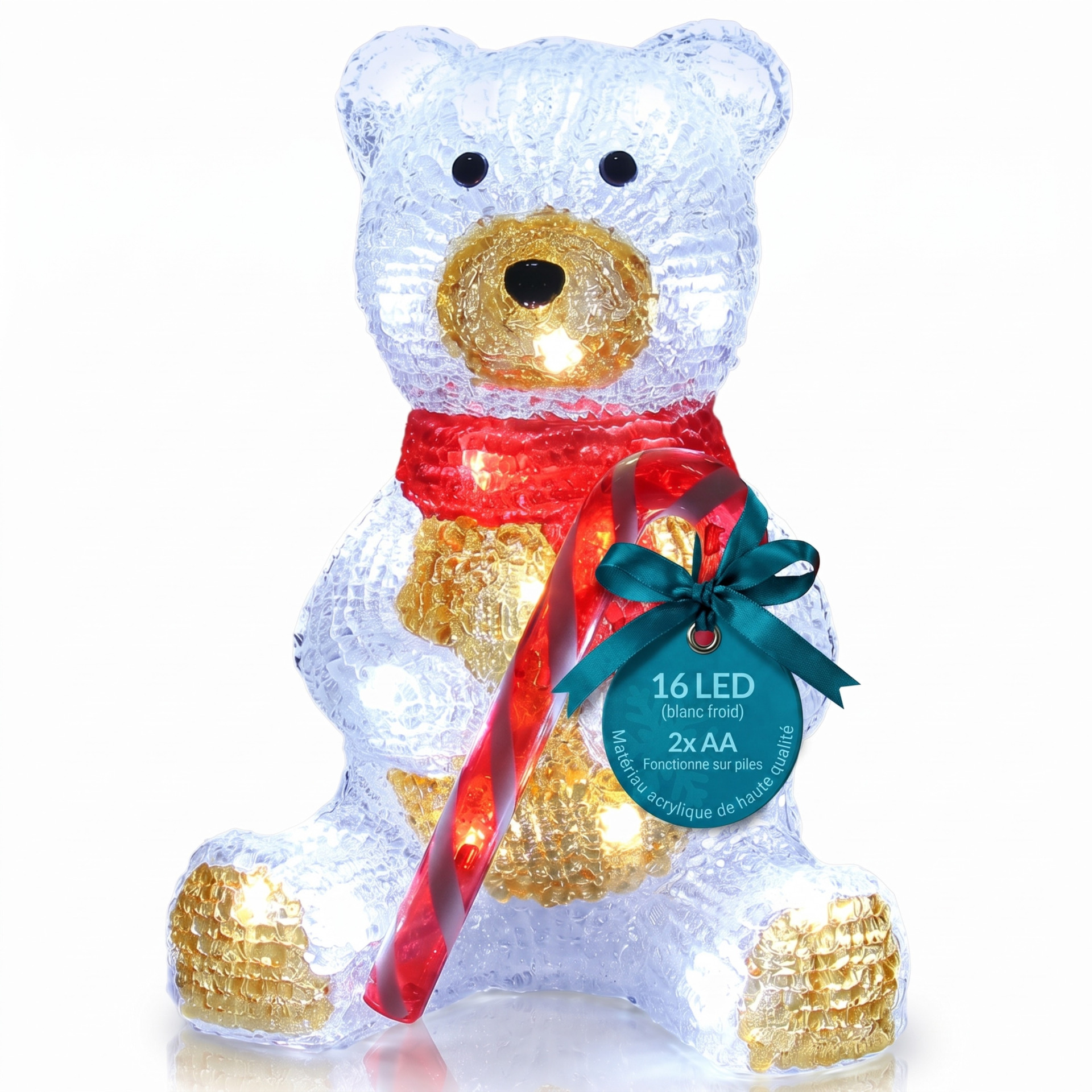 LED Acryl Figur Weihnachten Teddy sitzend