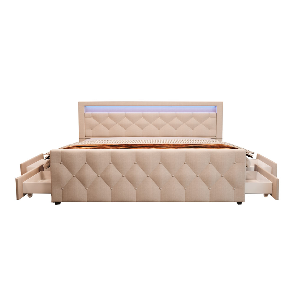 Polsterbett inkl. Matratze und Topper VELARA - 180 x 200 cm Beige