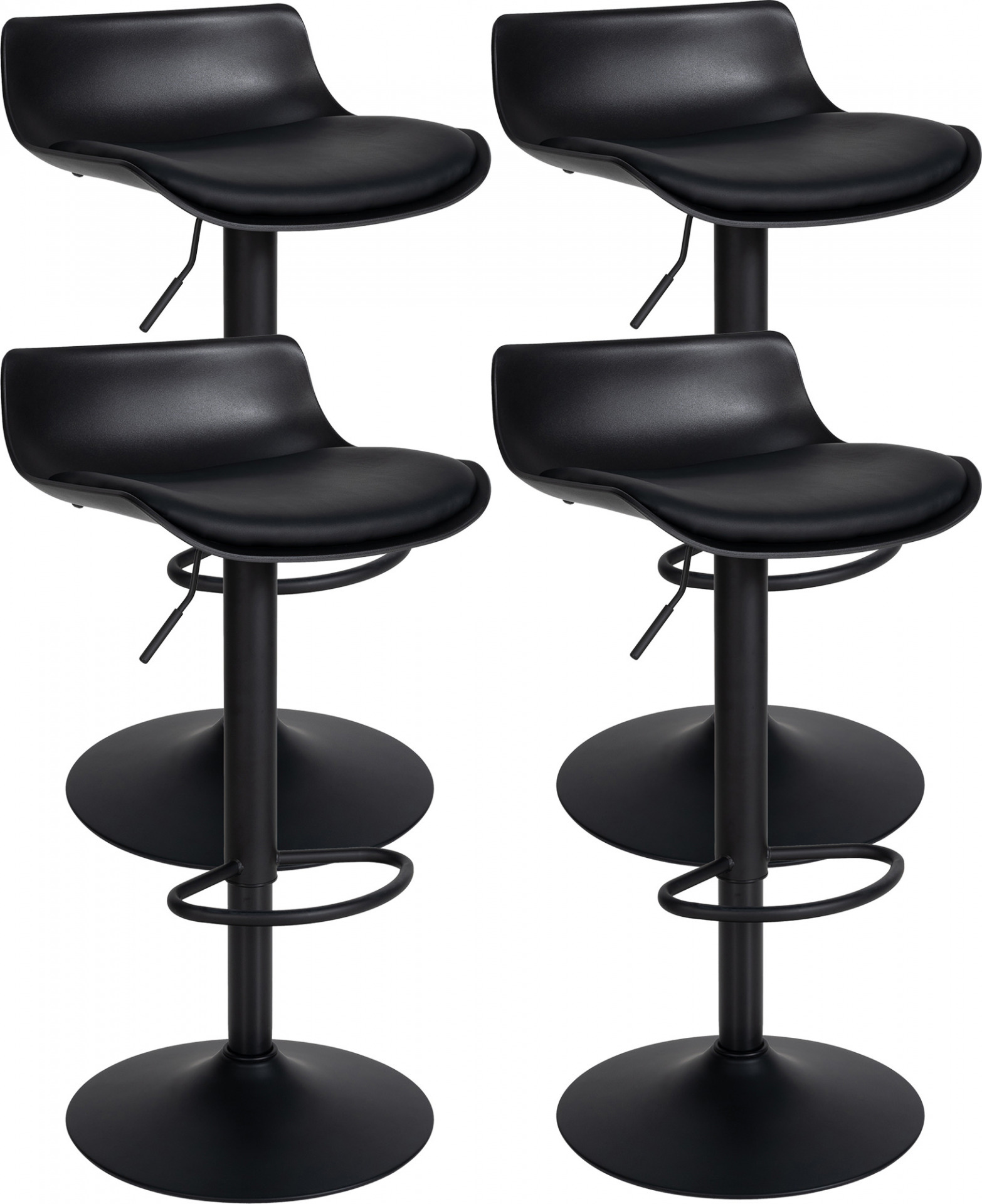 4er Set Barhocker Aveiro Kunstleder, schwarz
