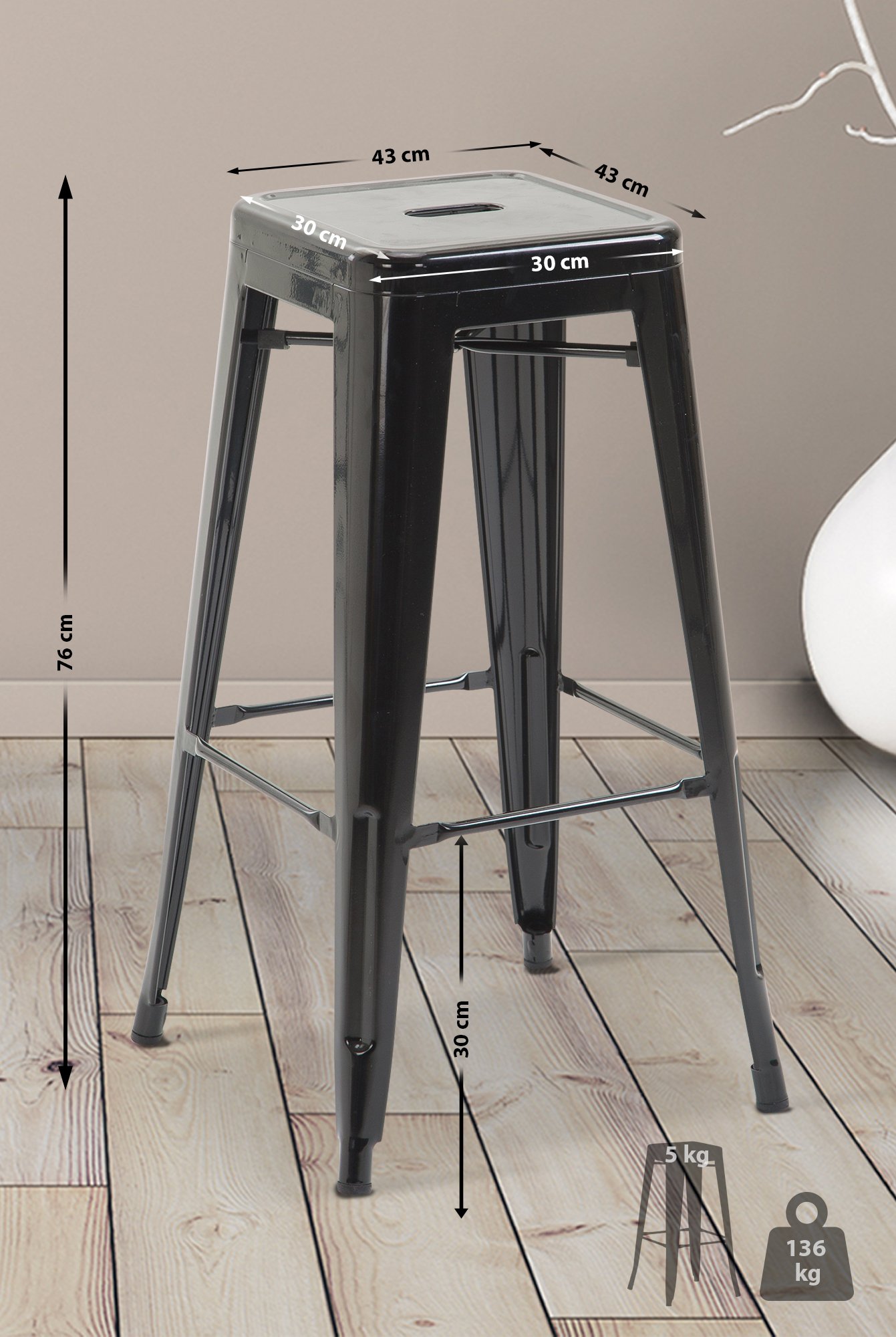 Barhocker Joshua V2, schwarz
