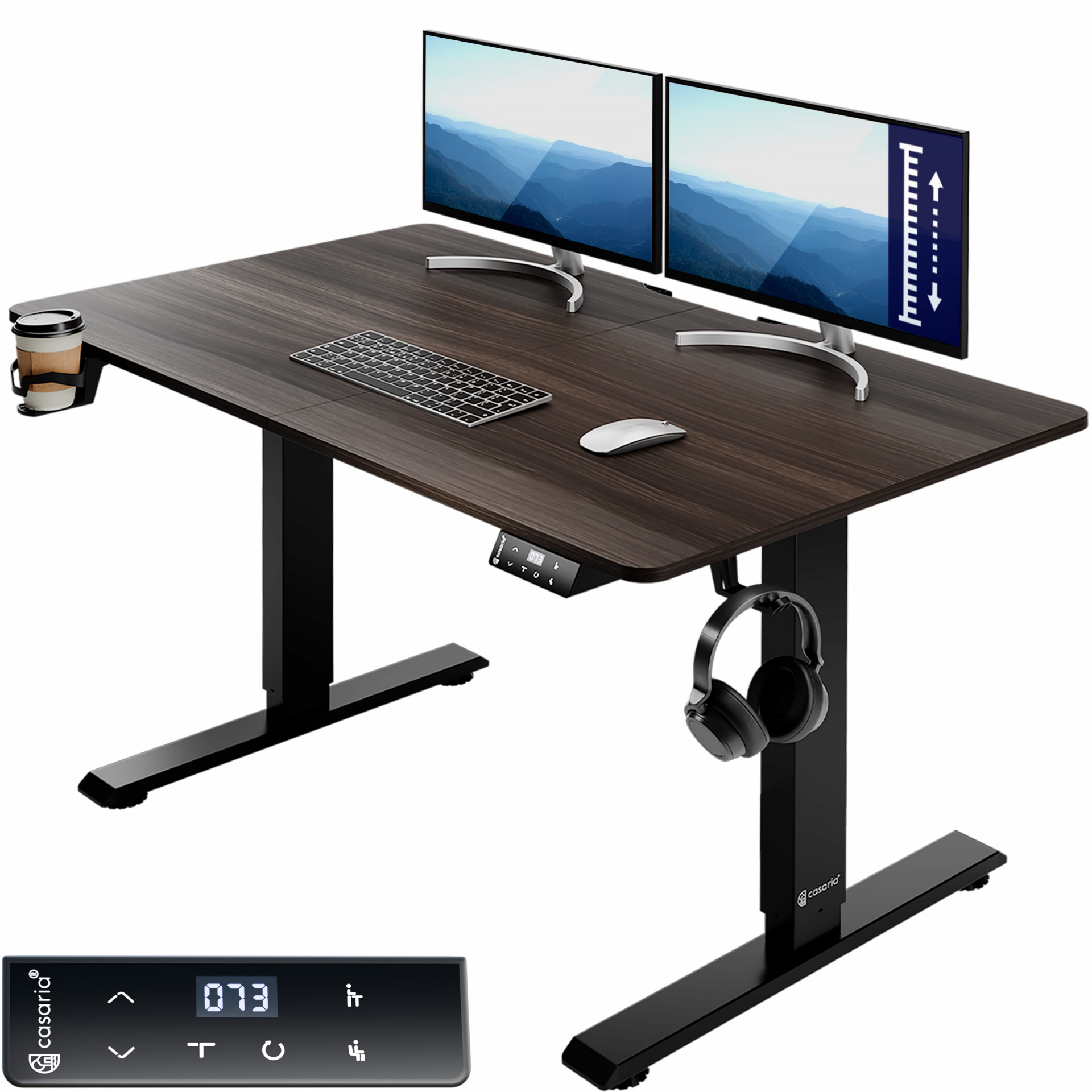 Höhenverstellbarer Schreibtisch Braun 110x60x73-118cm