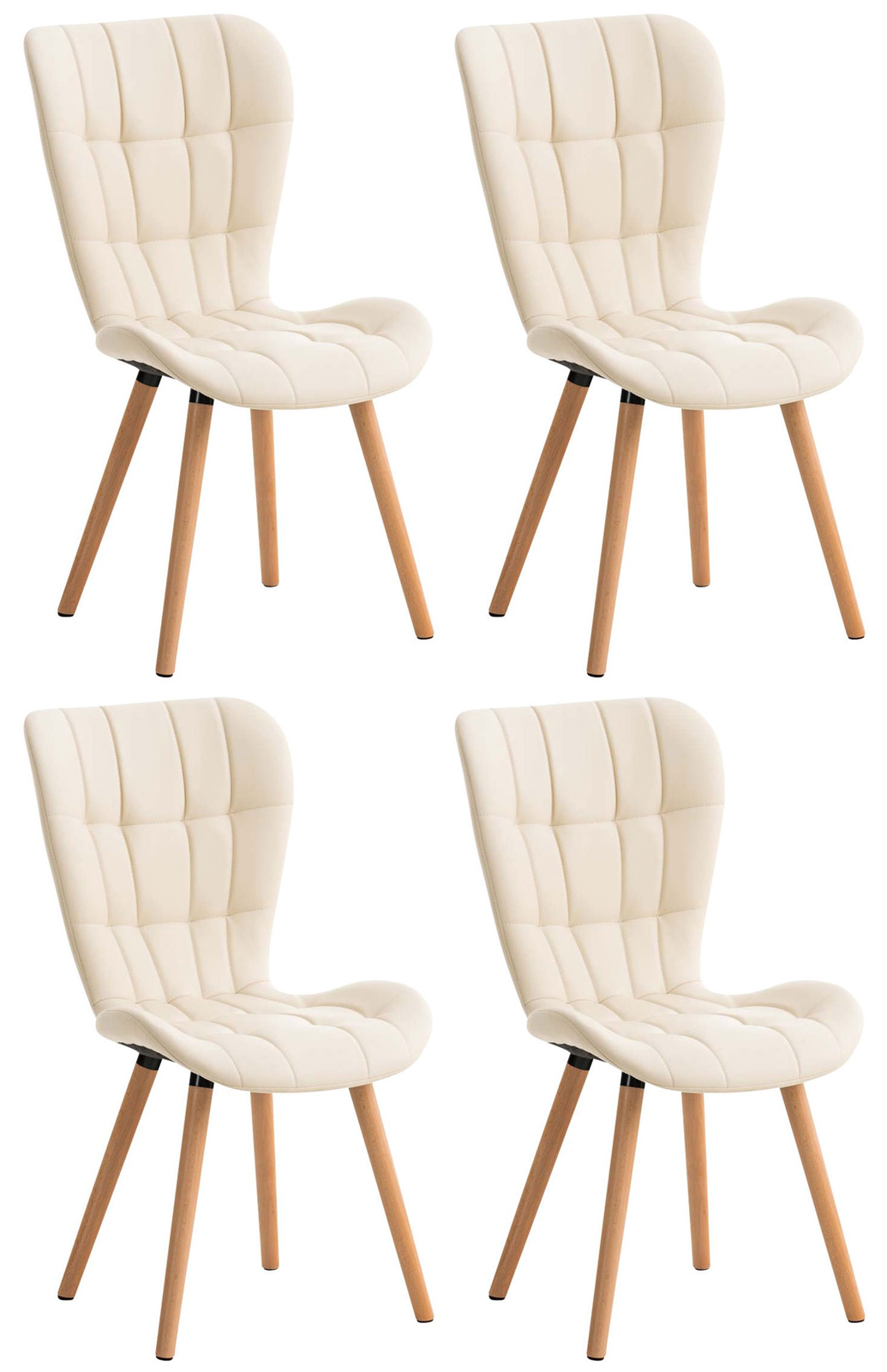 4er Set Esszimmerstuhl Elda Kunstleder, creme