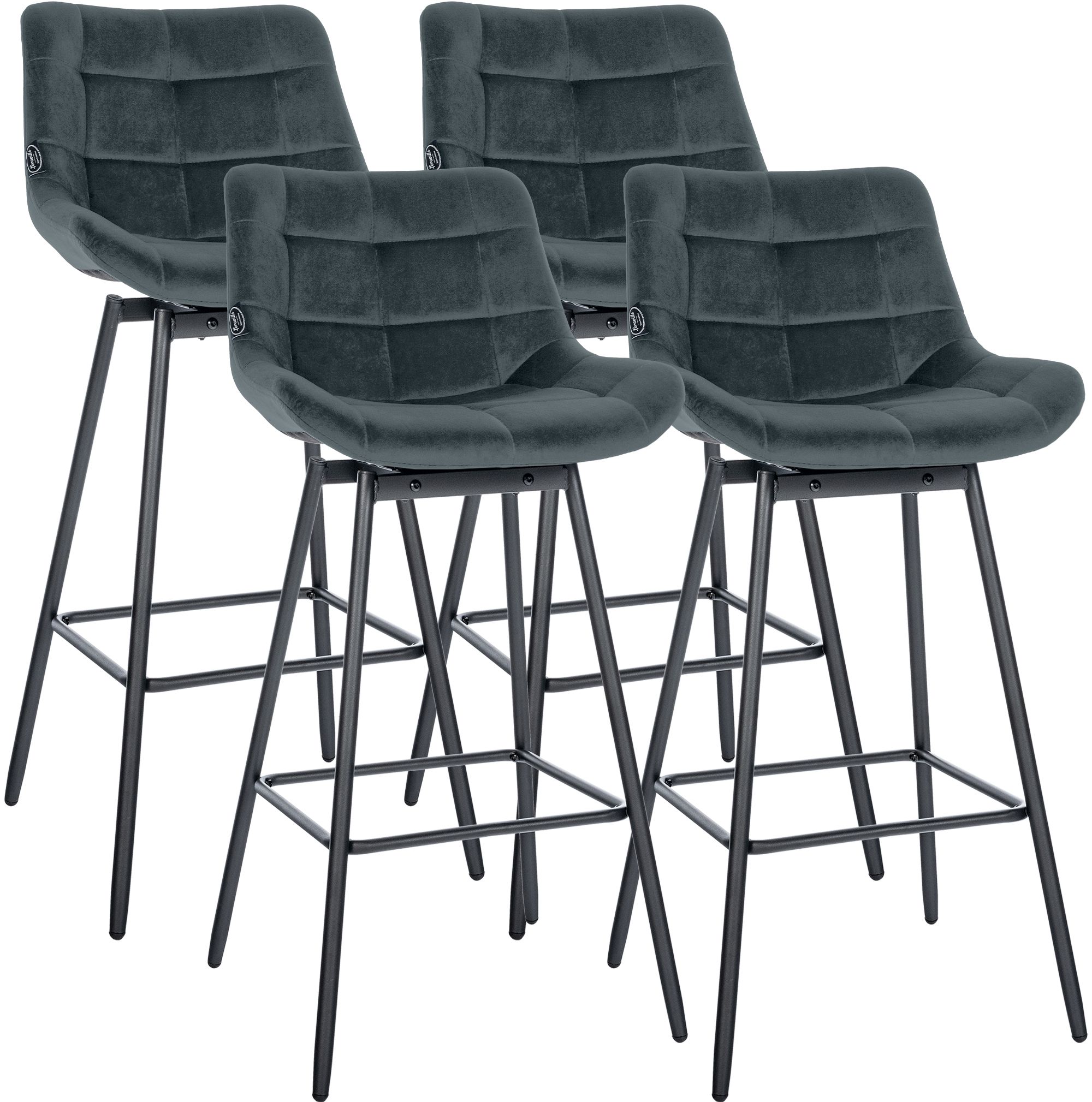 4er Set Barhocker Weston Schwenkbar Samt, dunkelgrau