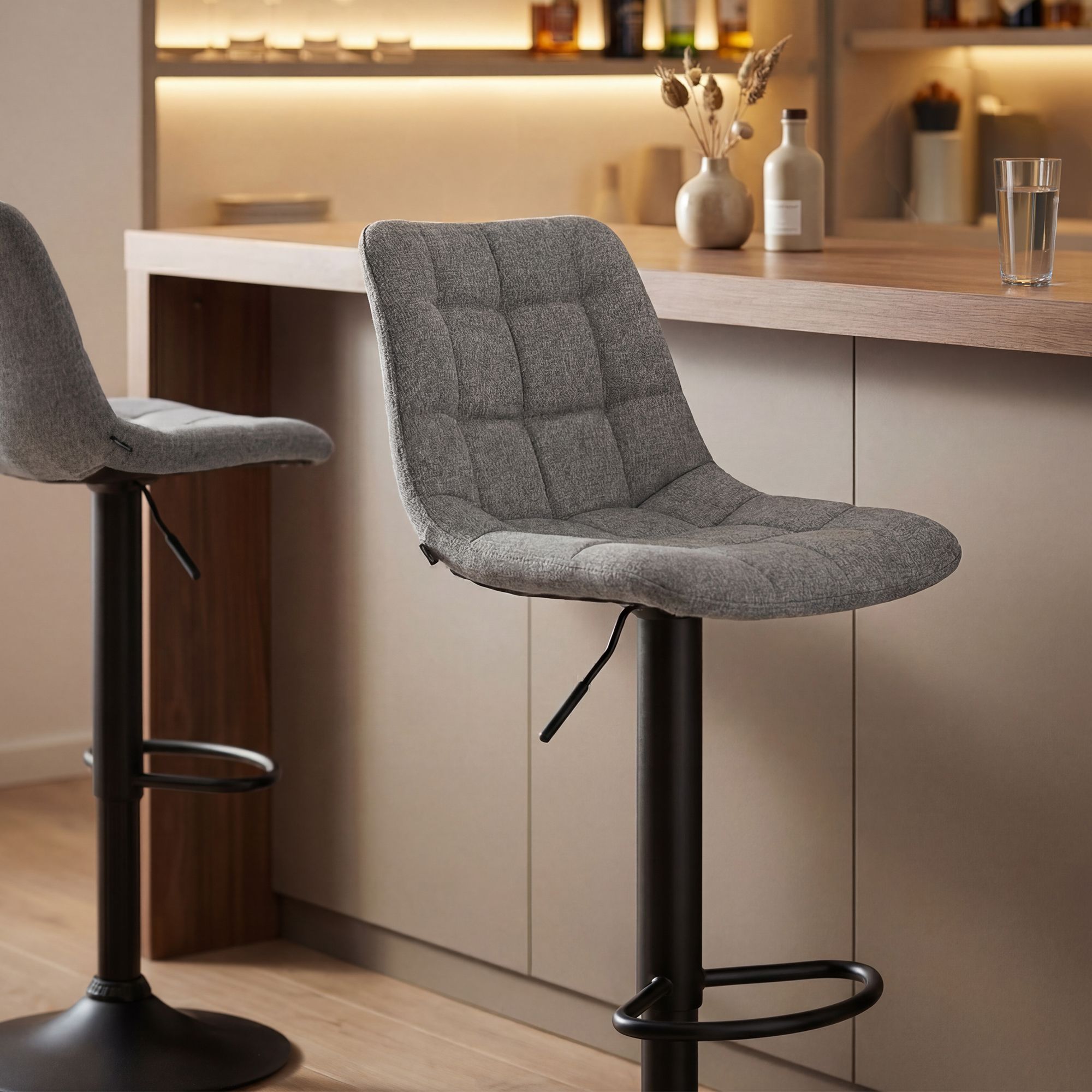 Barhocker Mapun Stoff, grau