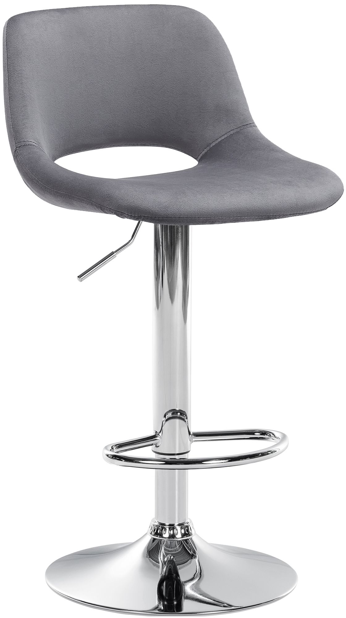 Barhocker Camden Samt chrom, dunkelgrau