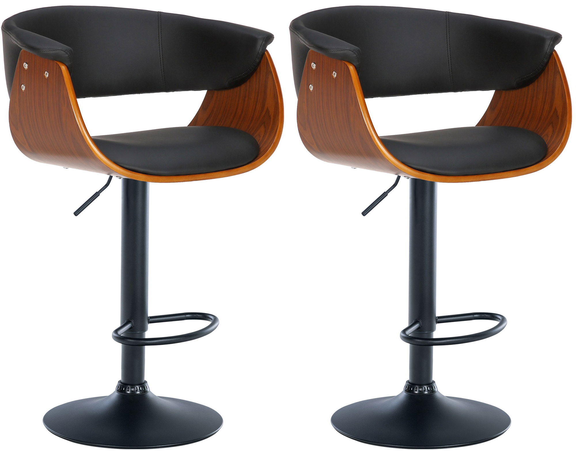 2er Set Barhocker Vestal Kunstleder, walnuss/schwarz