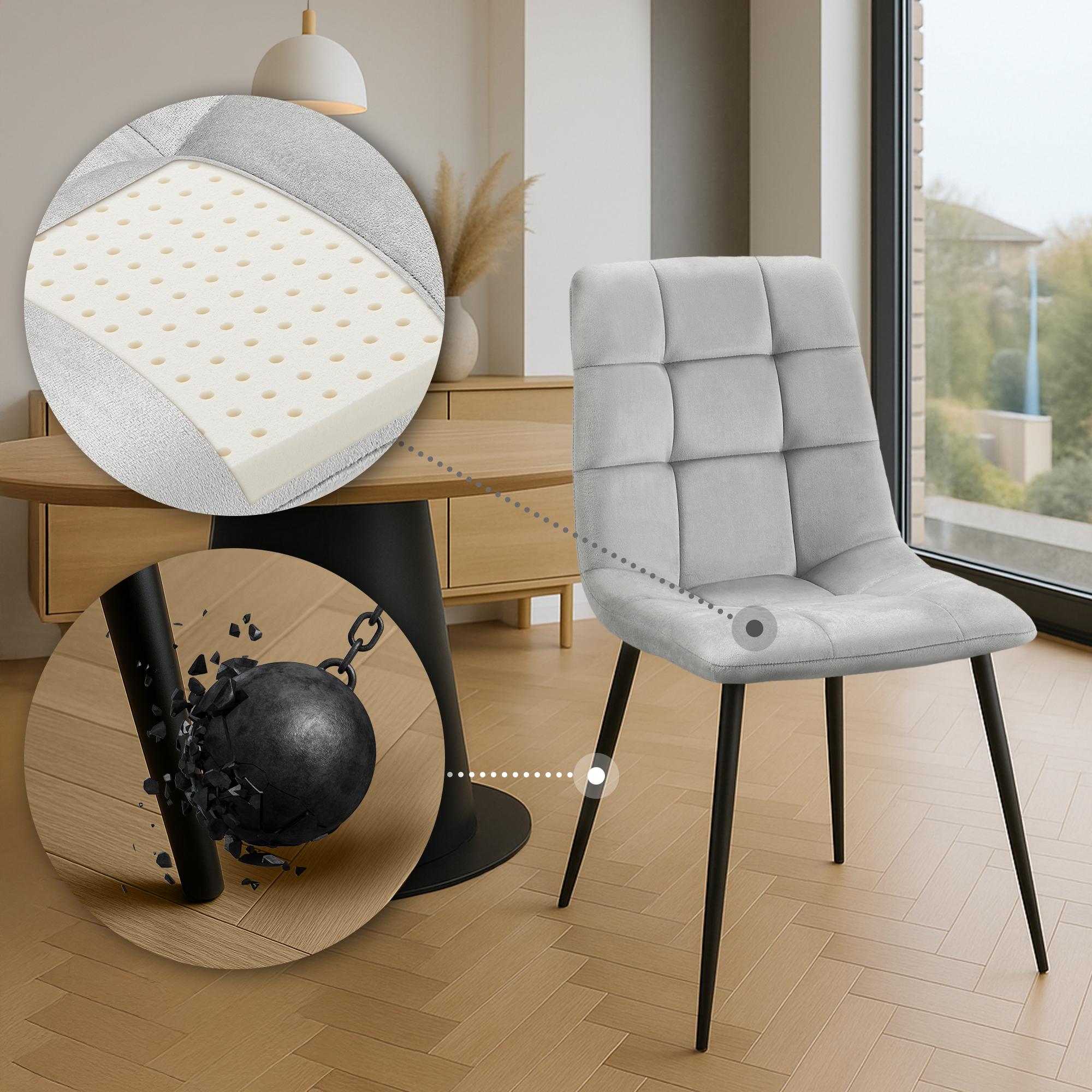 2er Set Esszimmerstuhl Tilde Samt, grau