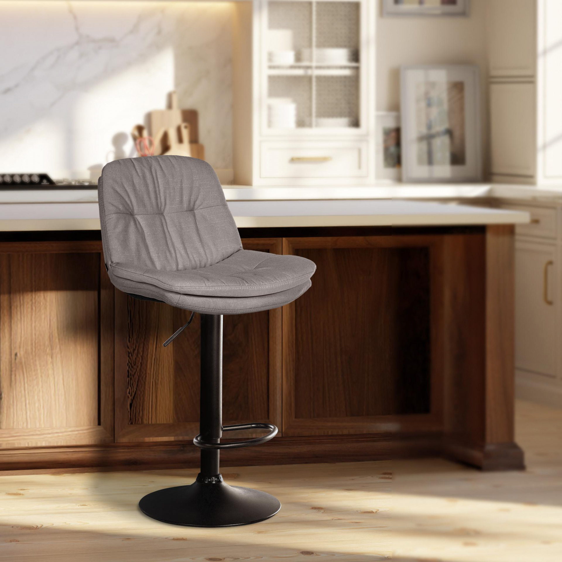 Barhocker Laurel Stoff schwarz, grau