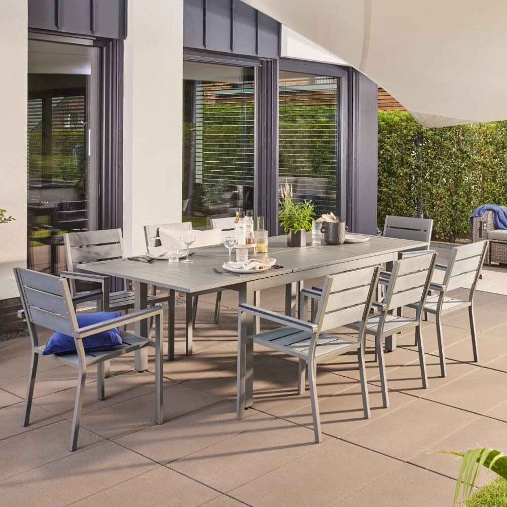 Garten-Sitzgruppe ausziehbar CASA MADERA - 160/240 x 100 cm 6 Stühle