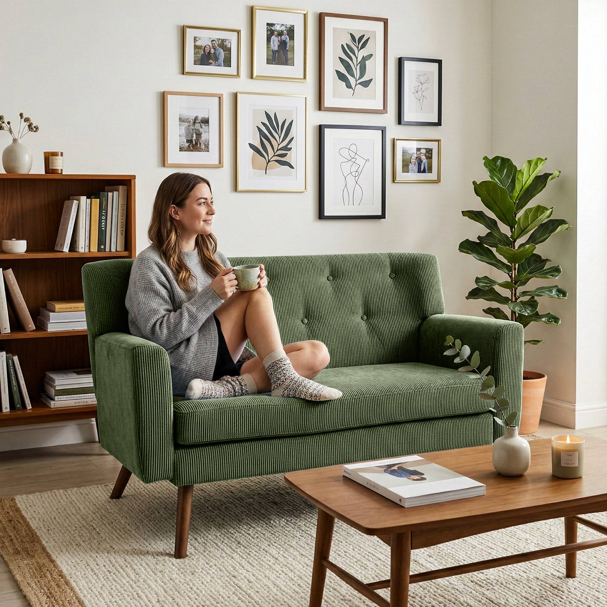 Sofa Kioni Cord, grün