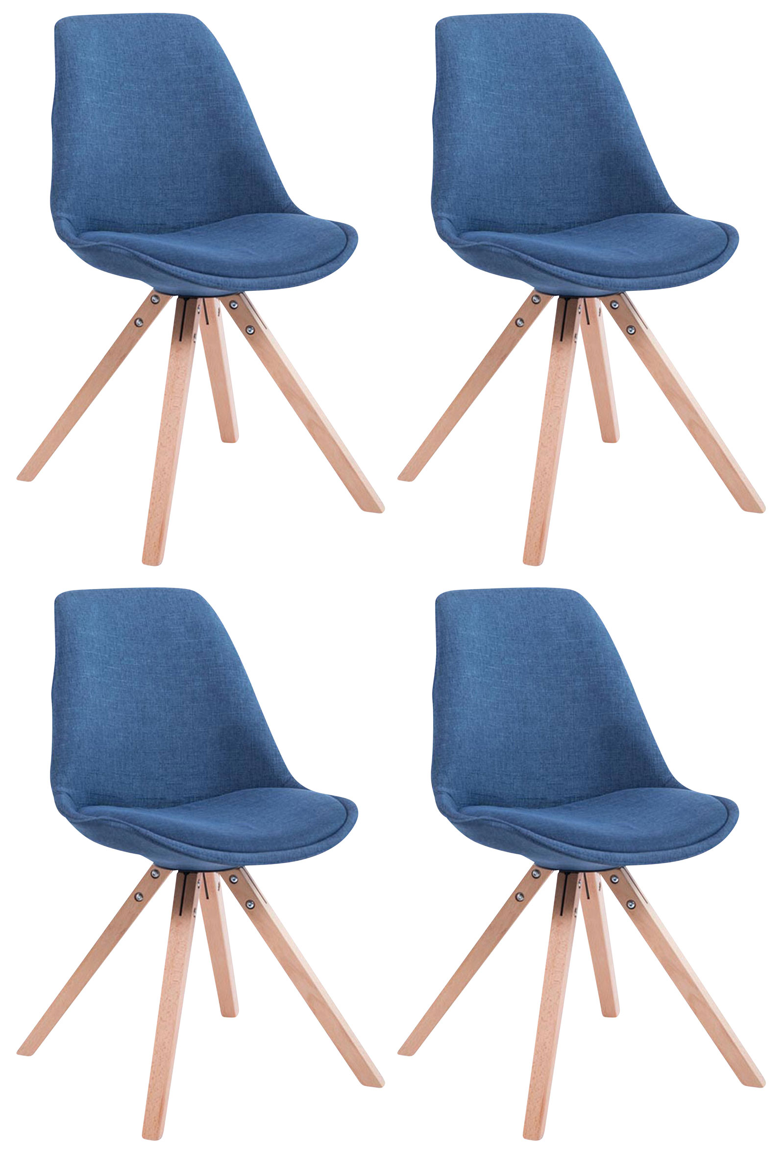 4er Set Besucherstuhl Toulouse Stoff Square Natura, blau