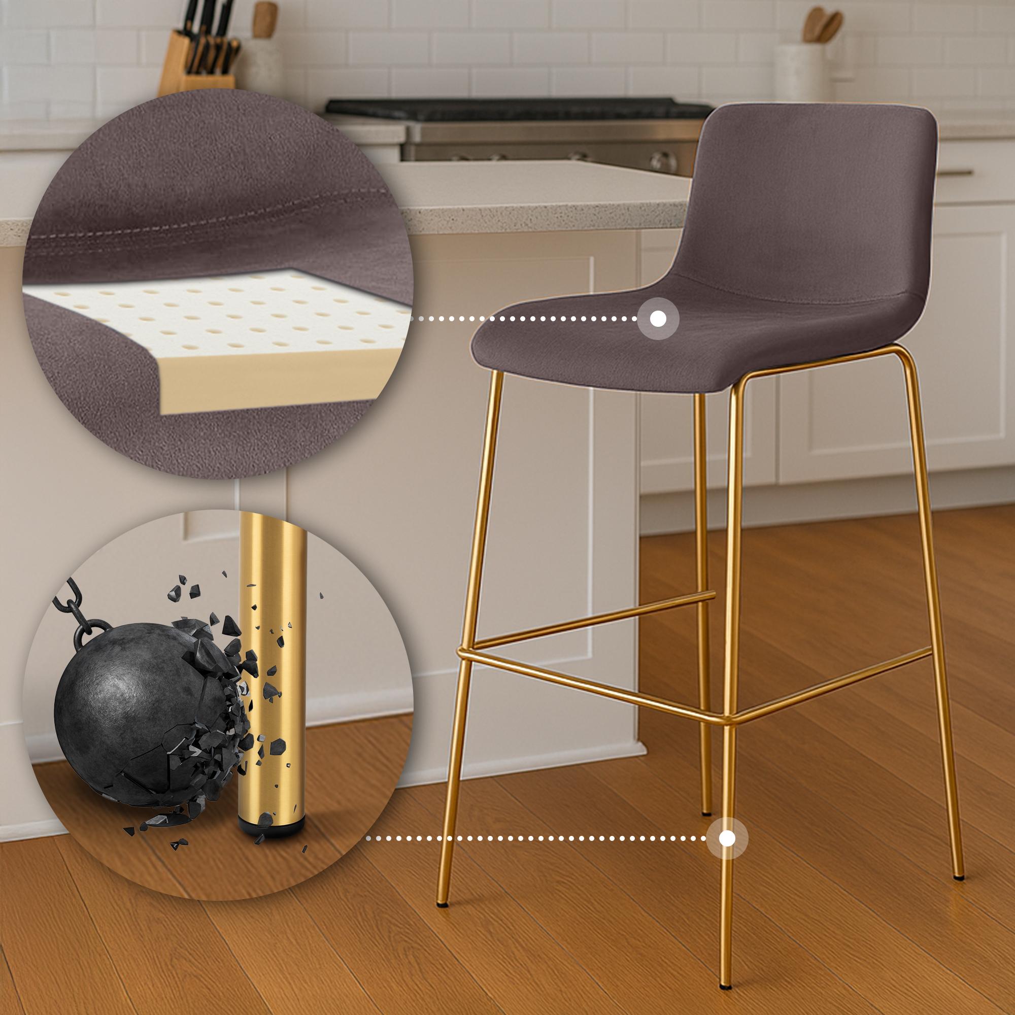 Barhocker Hoover Samt 4-Fuß Gold, braun