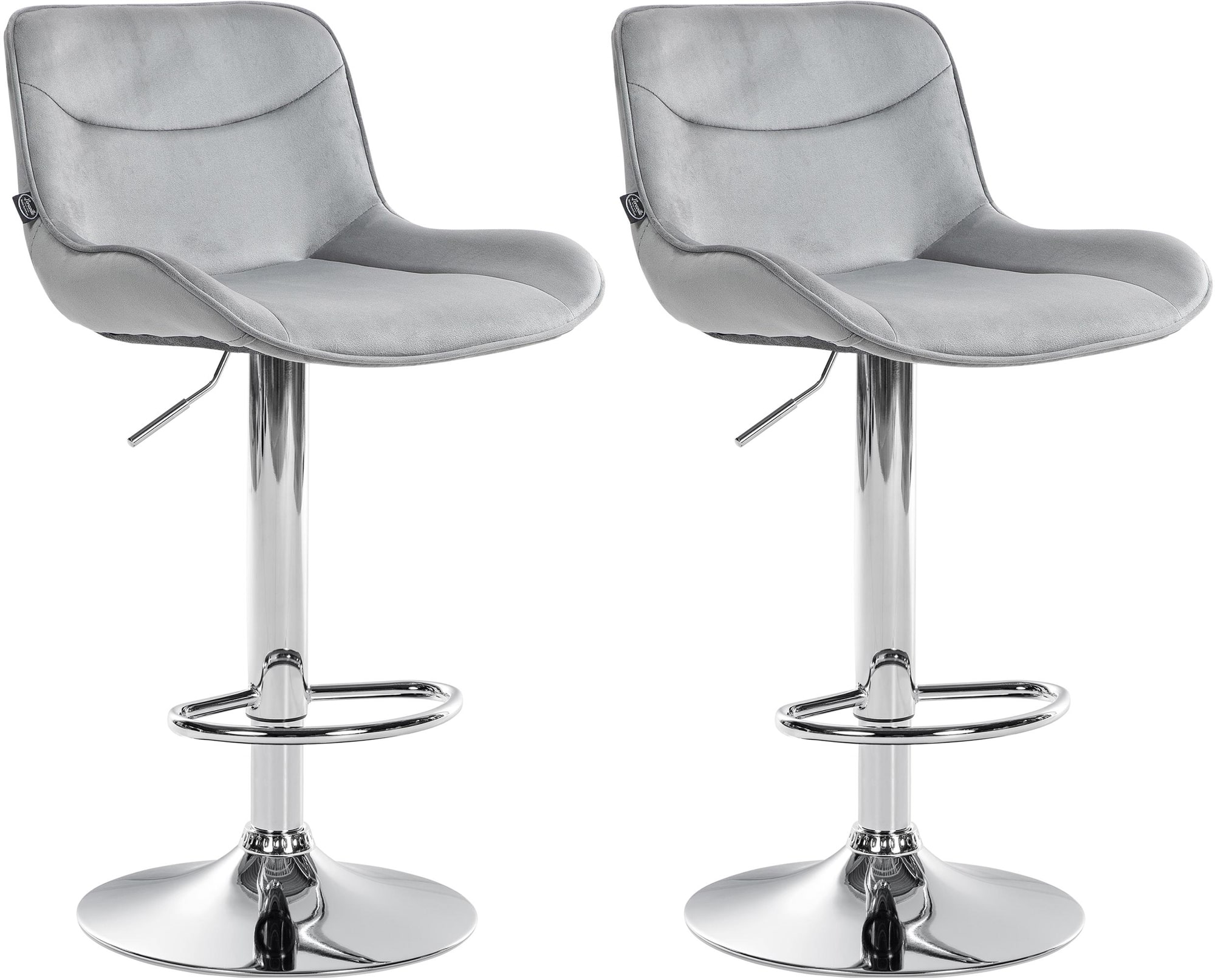2er Set Barhocker Vonore Samt chrom, grau